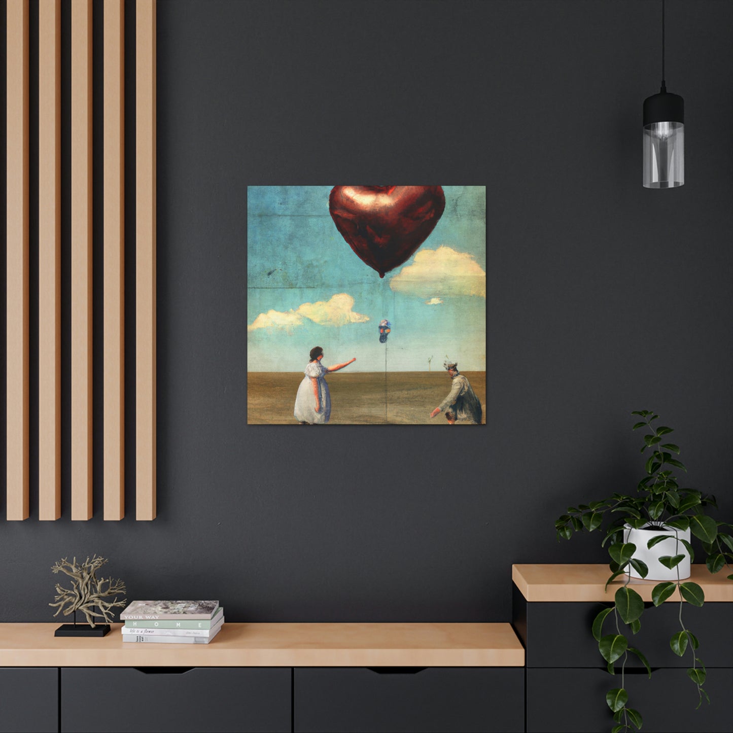 "Heart Balloon Ascension" - Canvas