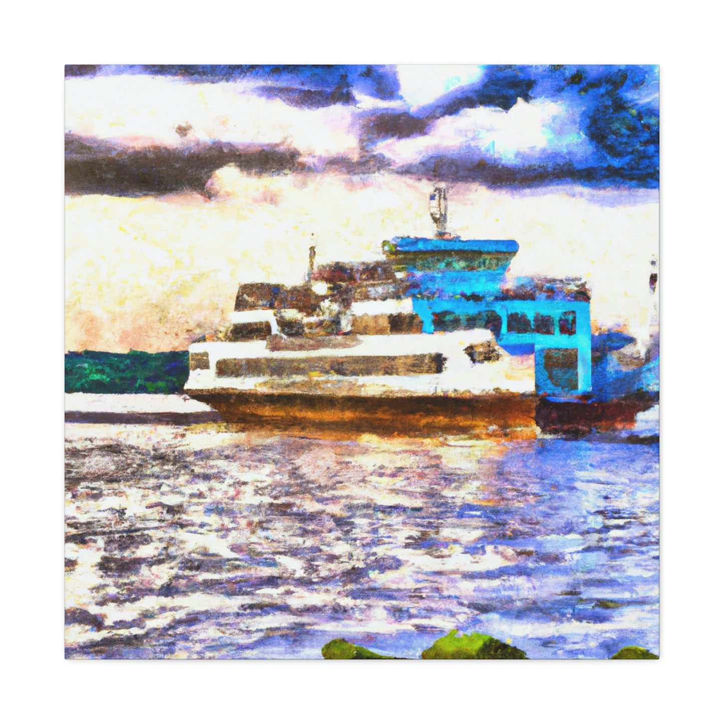 Ferry at Nightfall - Canvas