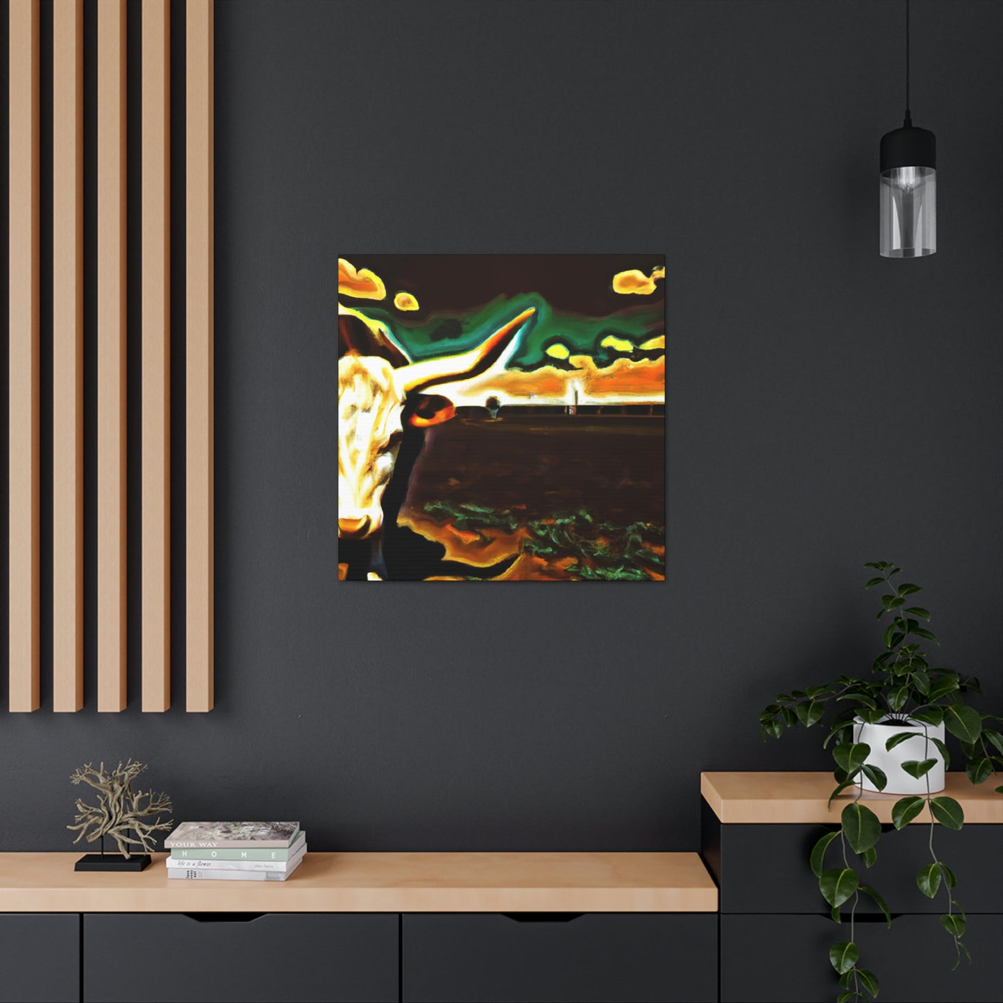 "Cow-Laden Texas Dreamscape" - Canvas