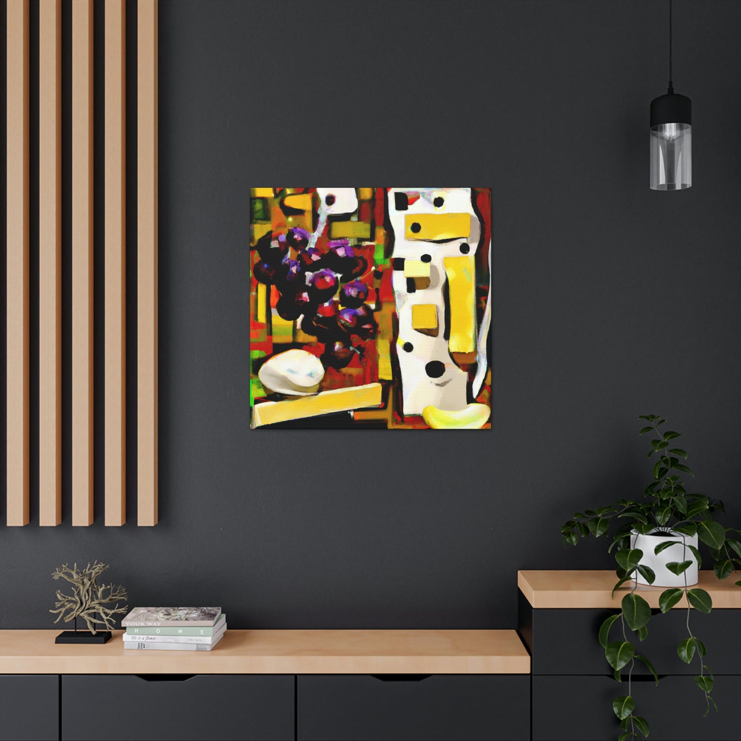 "Cheese and Grapes Collage" - Canvas