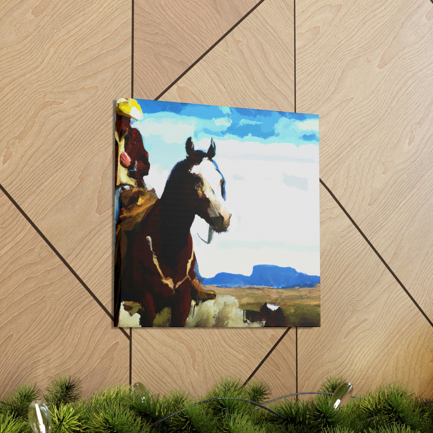 Cowboy on Wild Stallion - Canvas