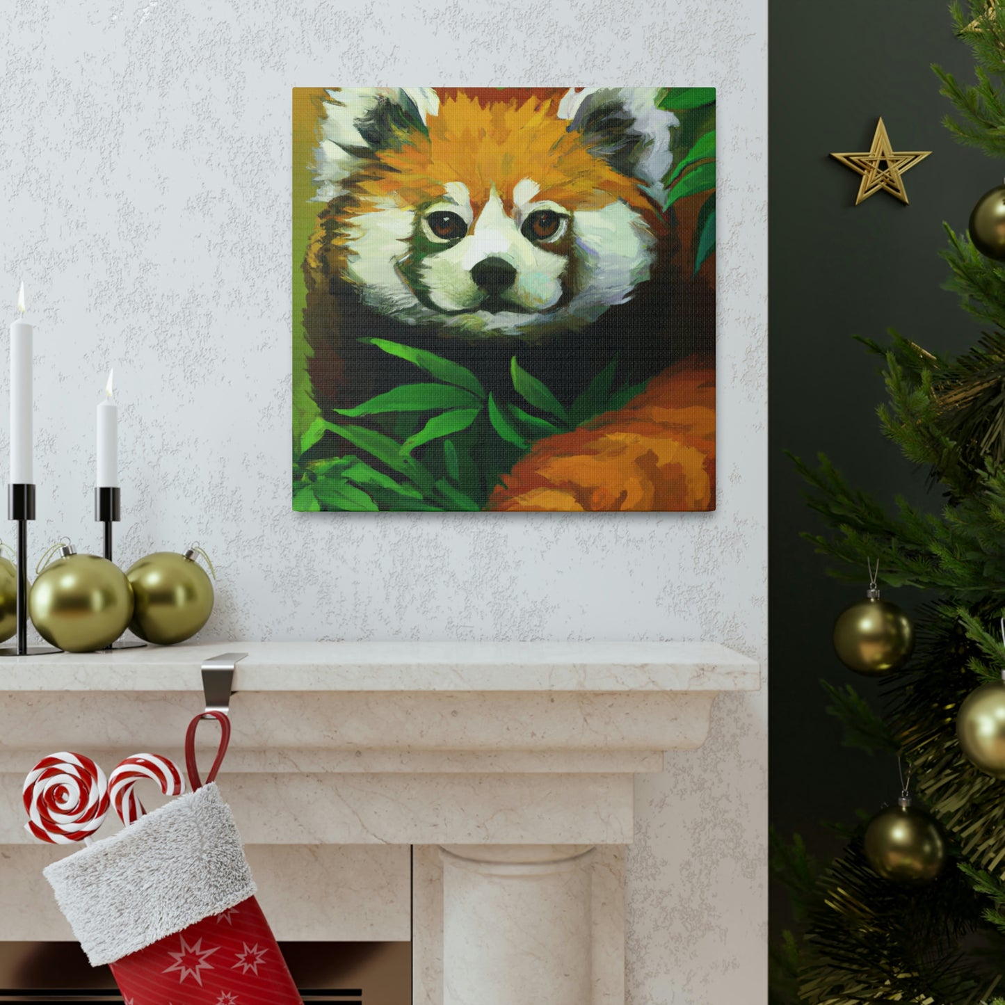 Red Panda in Art Deco - Canvas