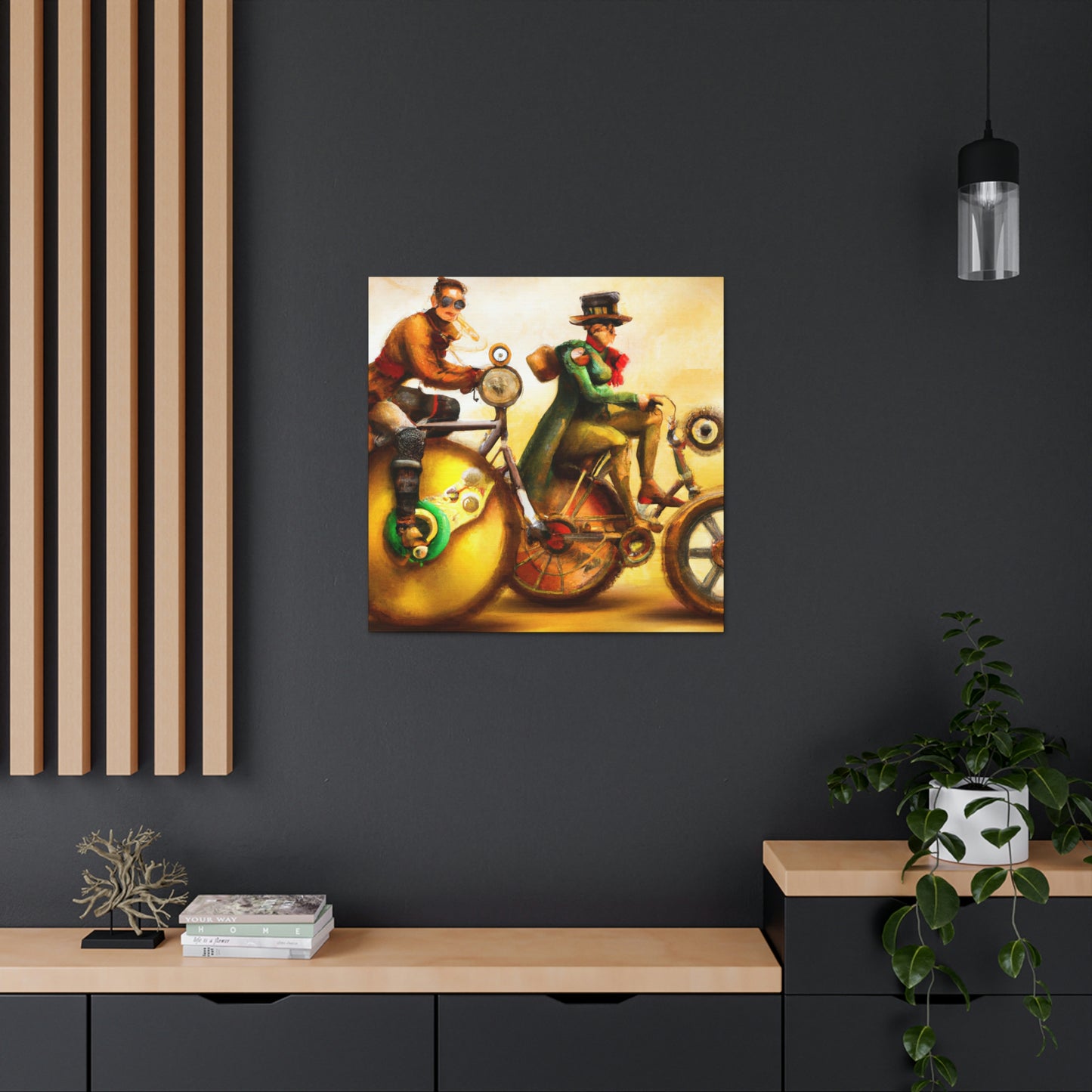 Biking in Steampunkland - Canvas