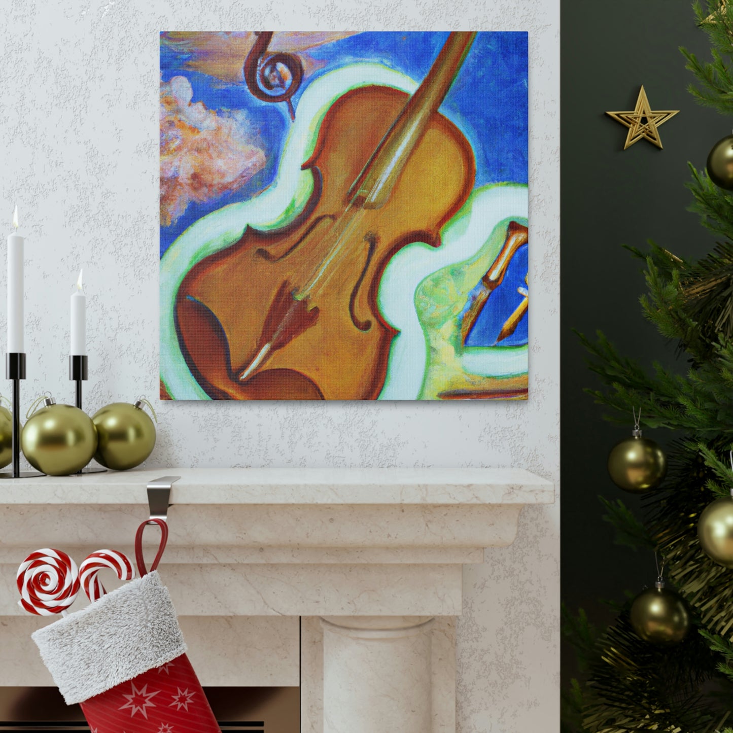 "The Violin's Surreal Flight" - Canvas