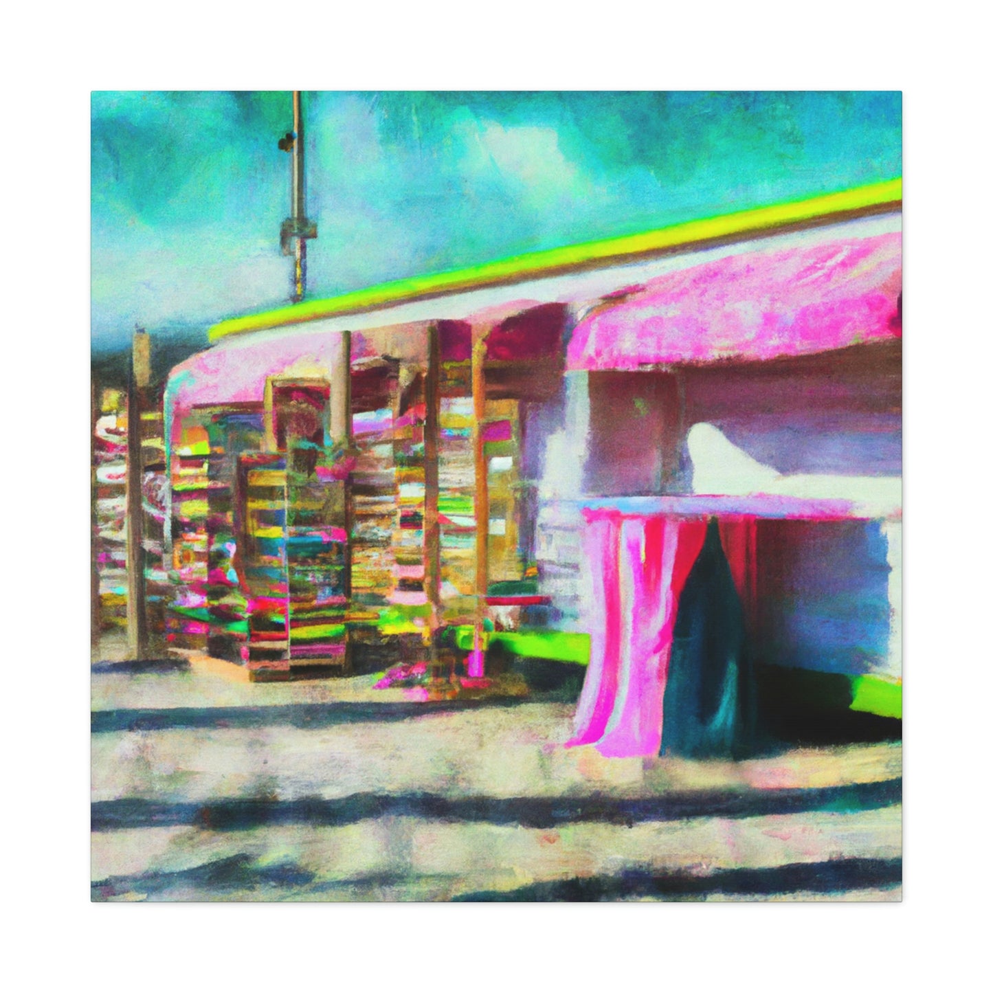 "Surreal Seaside Shops" - Canvas