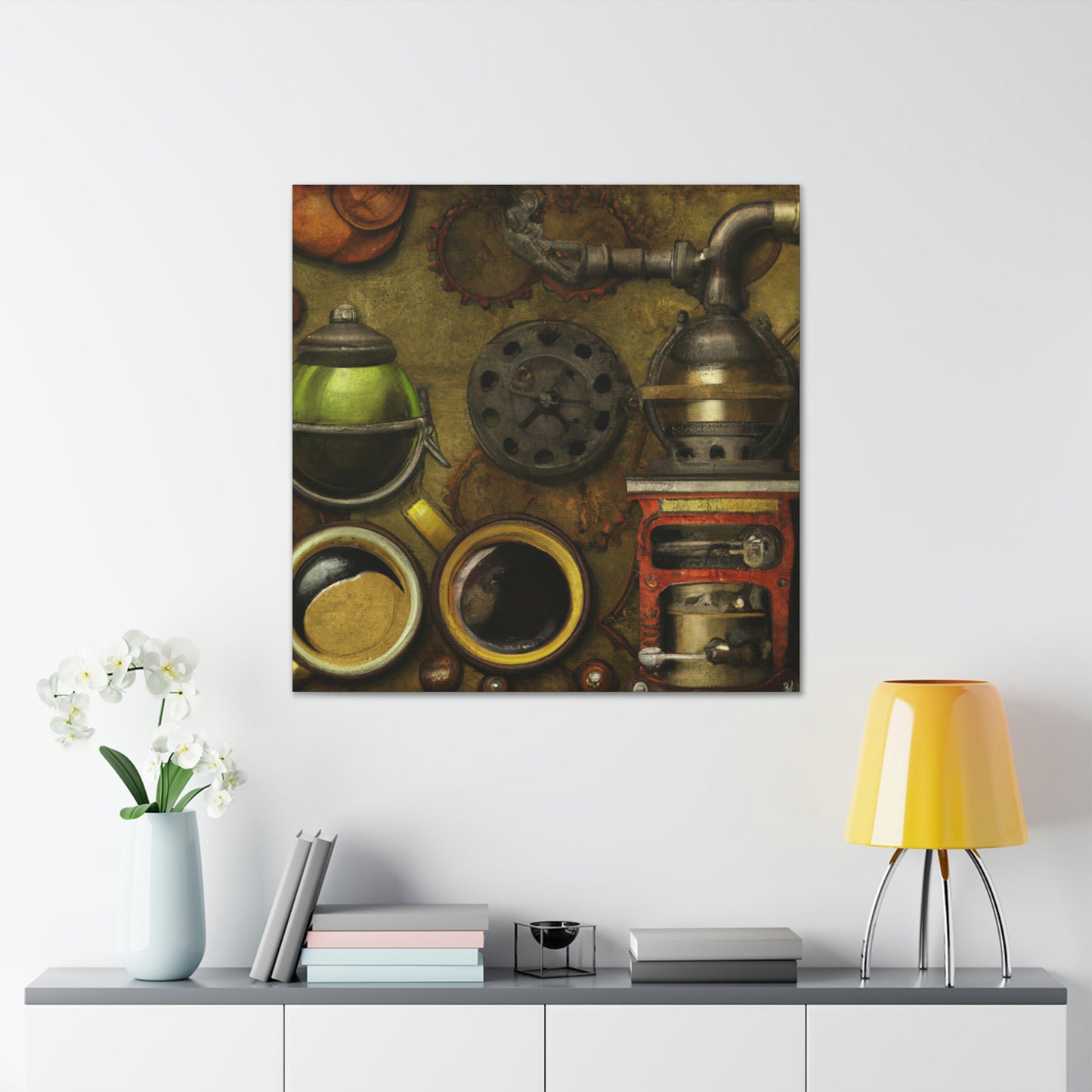 "Brewing delight, Steam-Coffee" - Canvas