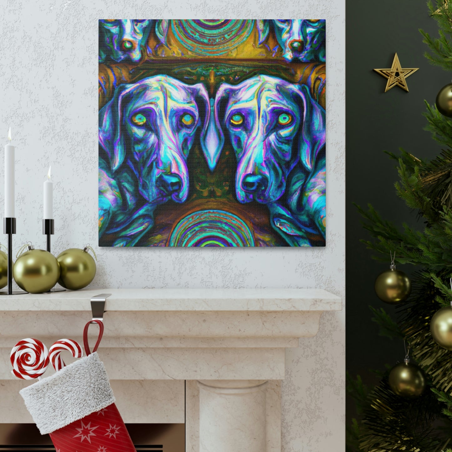 "Weimaraner in Moonlight" - Canvas