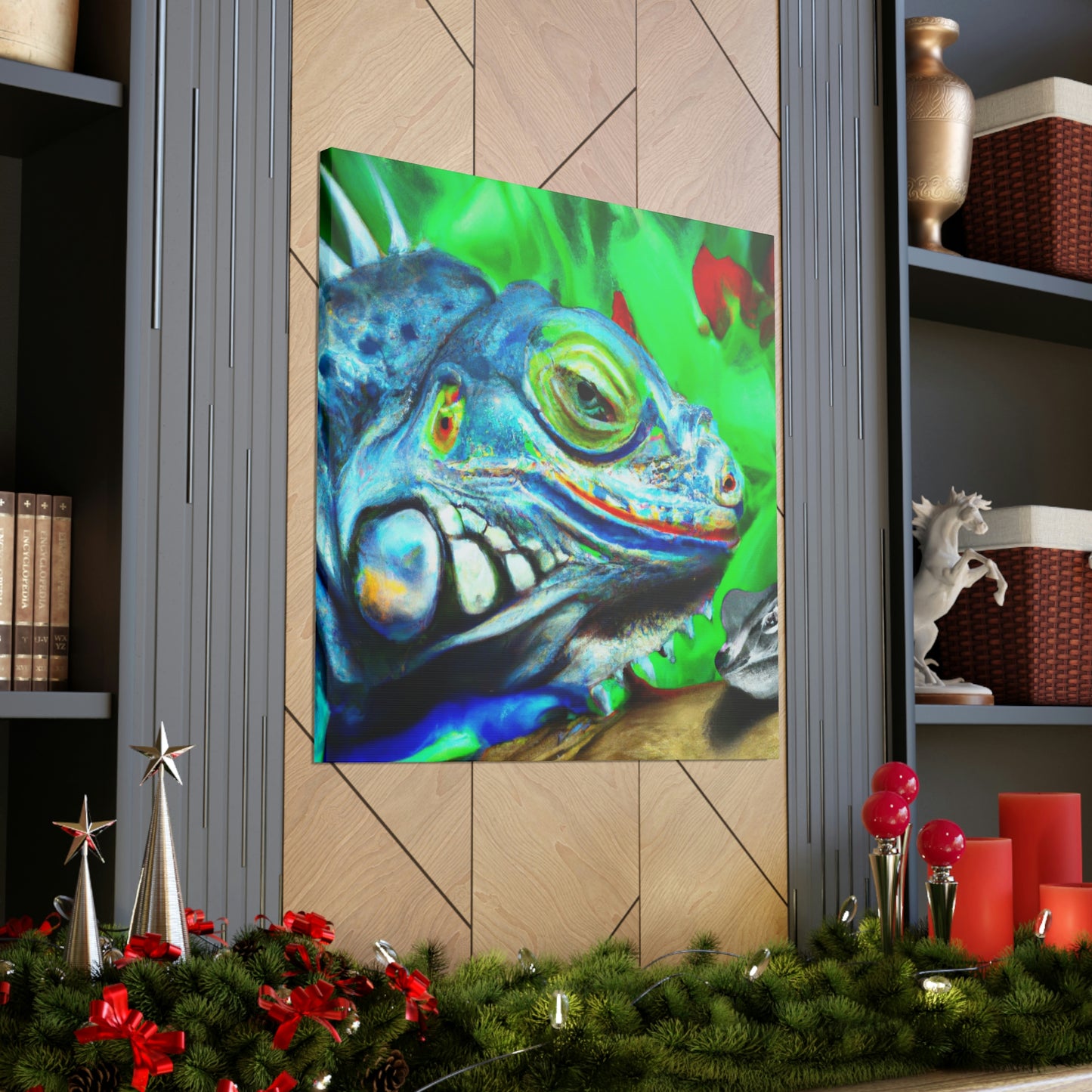 "Green Iguana Dreamscape" - Canvas