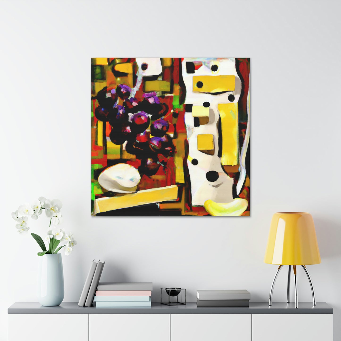 "Cheese and Grapes Collage" - Canvas