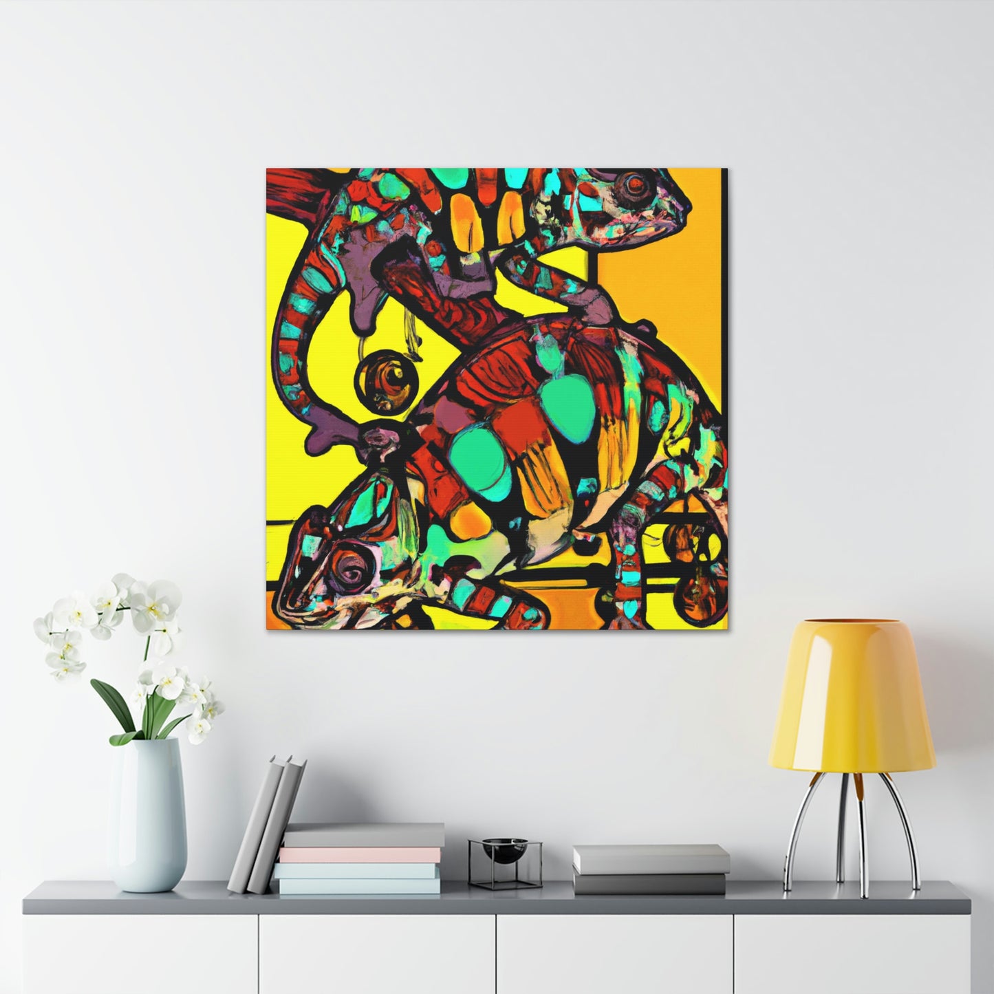 ""Gilded Chameleon Glamour" - Canvas