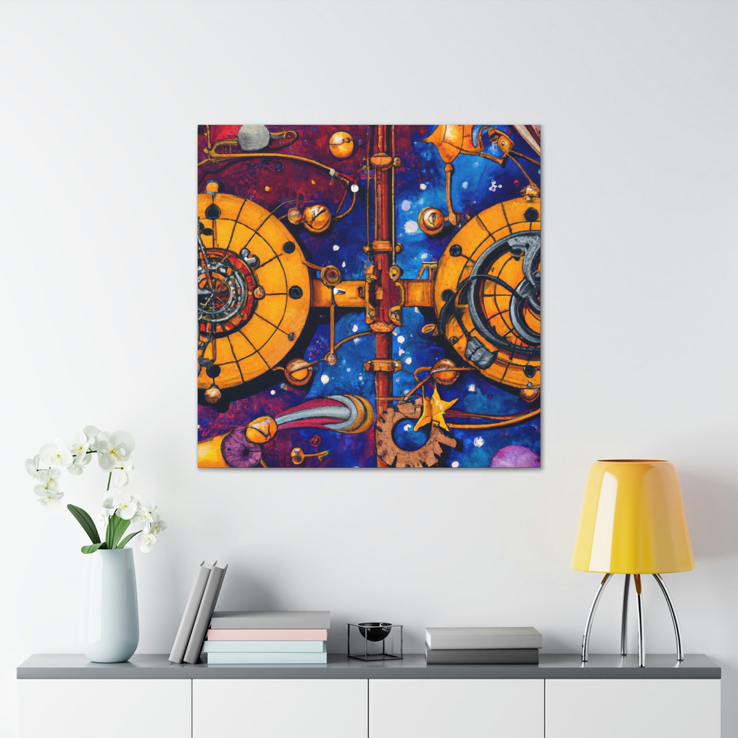 "Starlit Clockwork Skies" - Canvas