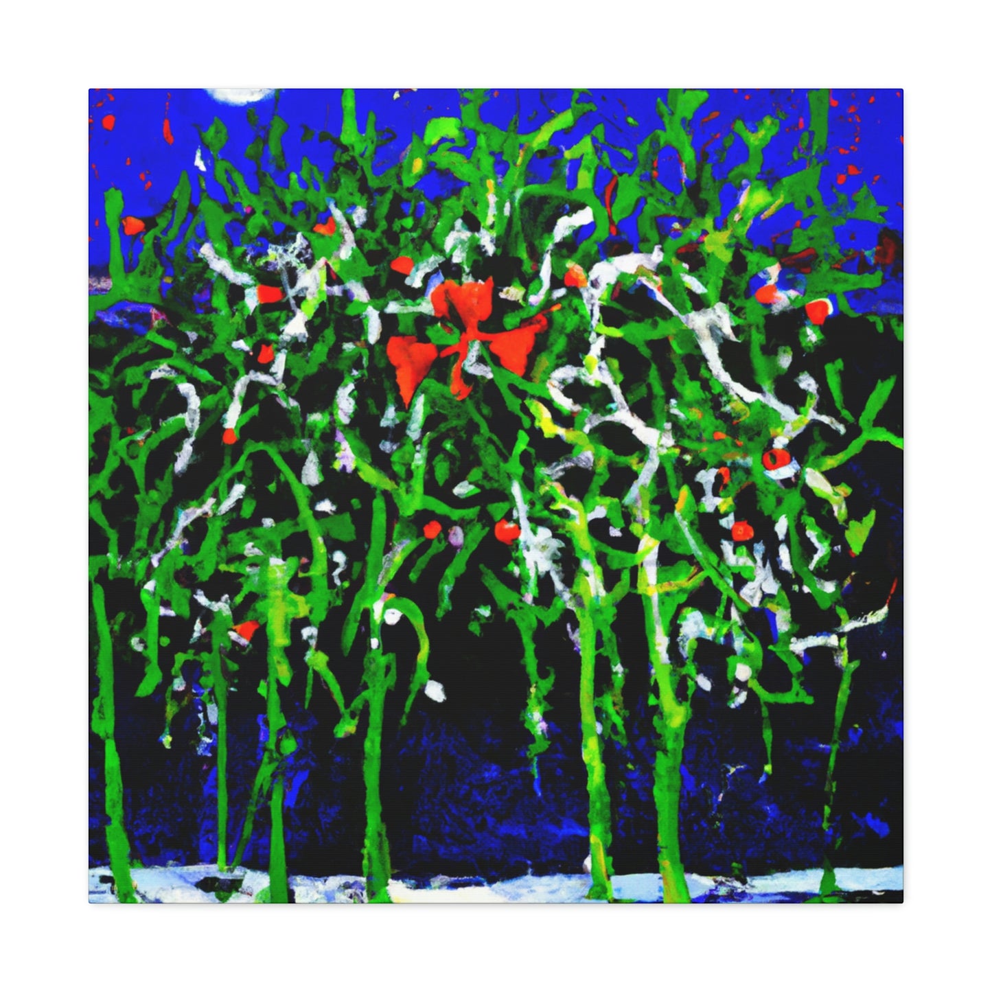 Mistletoe Embrace Expressionism - Canvas