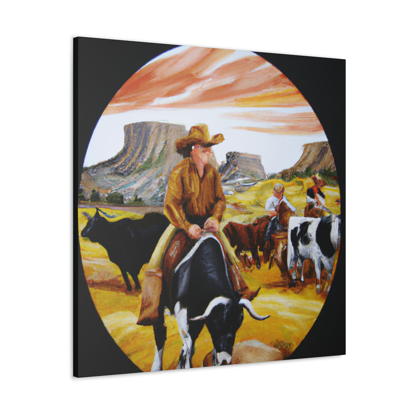 Cattle Round Up Scene - Canvas