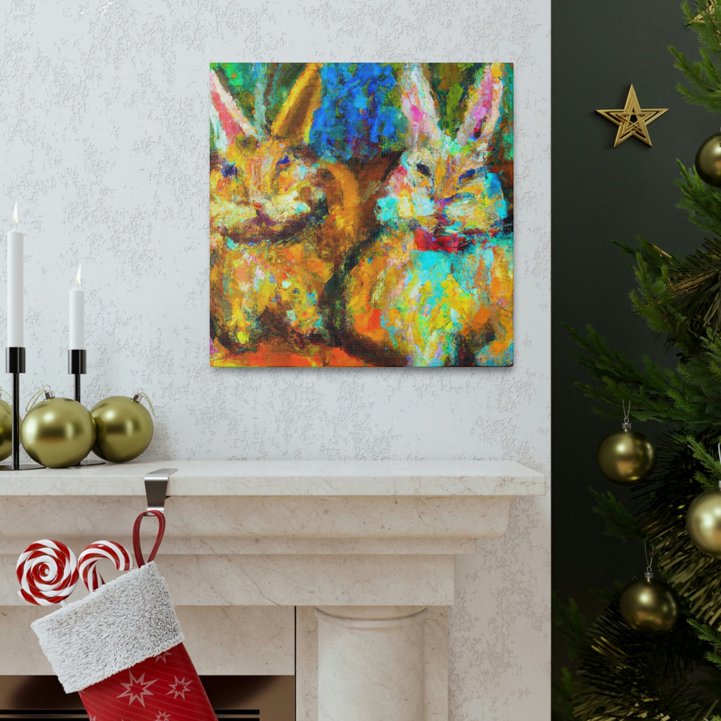 Rabbits in Springtime - Canvas