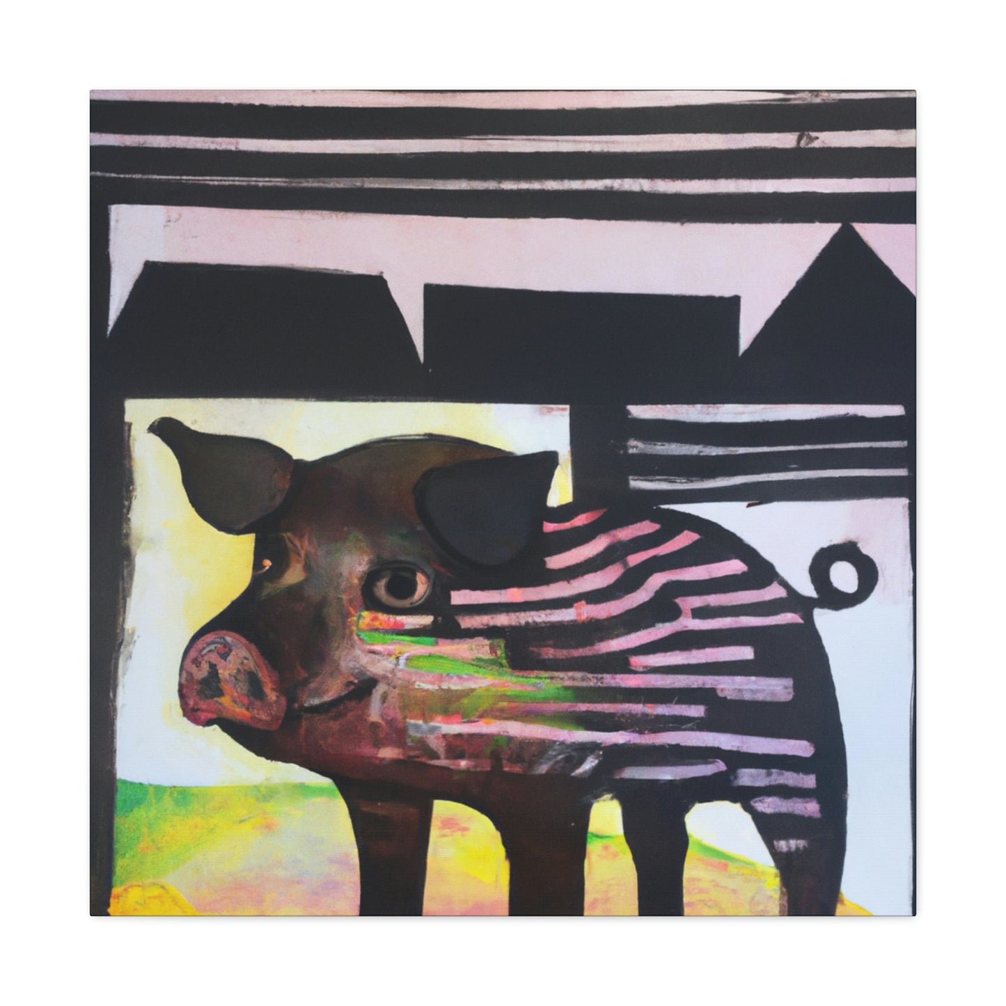 Pig in Pastel Hues - Canvas