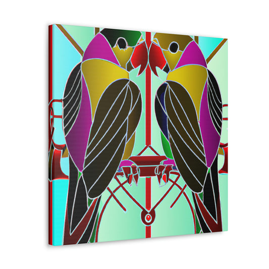 "Parrots in Flight Deco" - Canvas