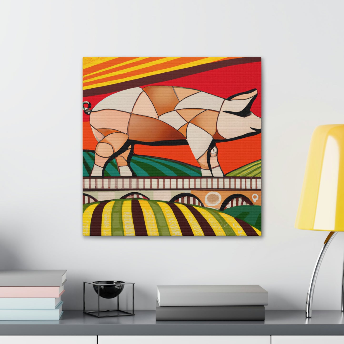 "Pig in Pinstripe Suits" - Canvas