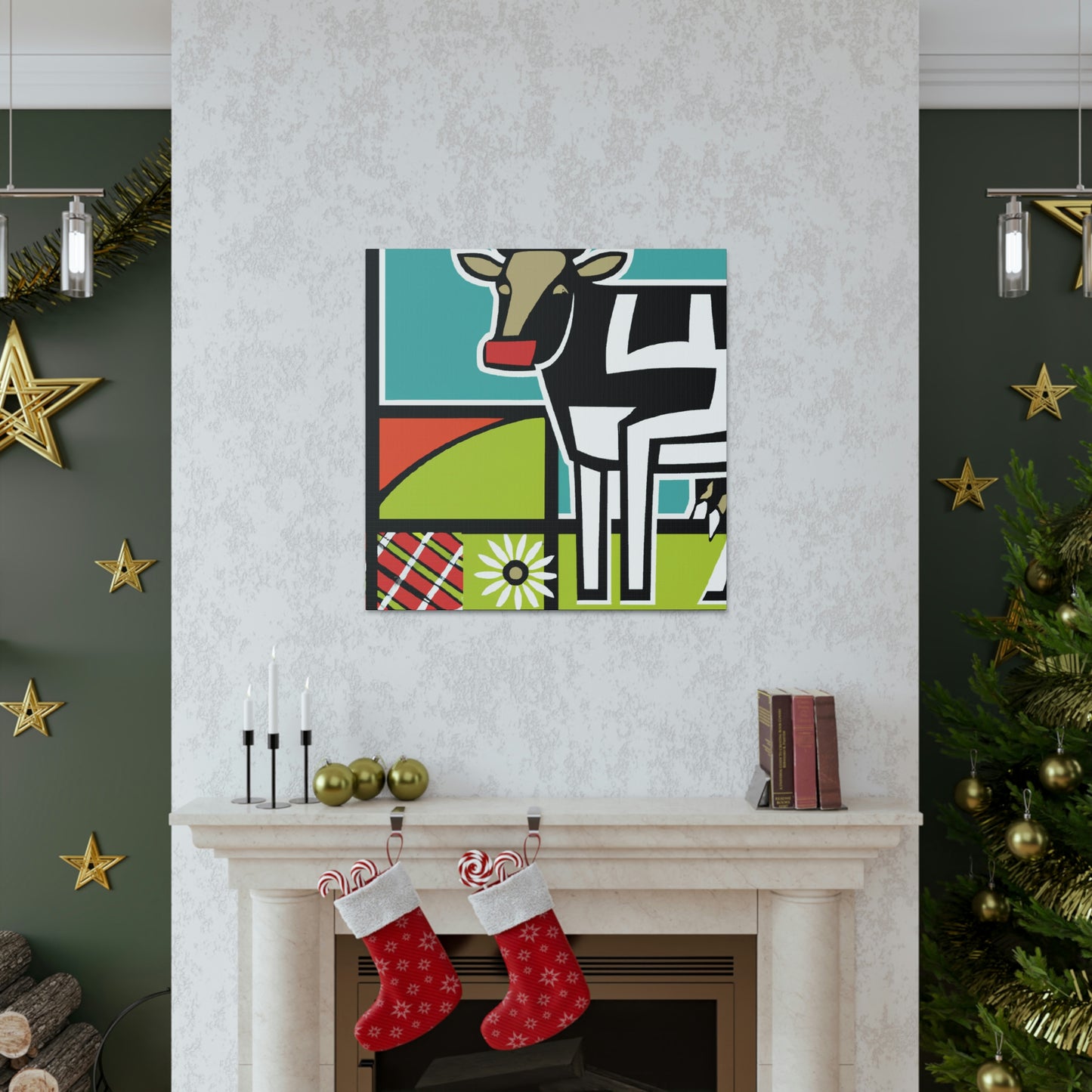 "Cow among Art Deco" - Canvas