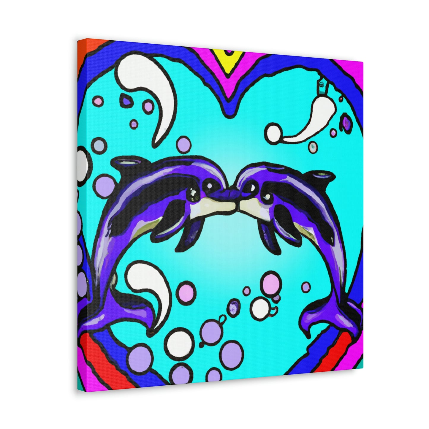 Loving Dolphin Pop Art - Canvas