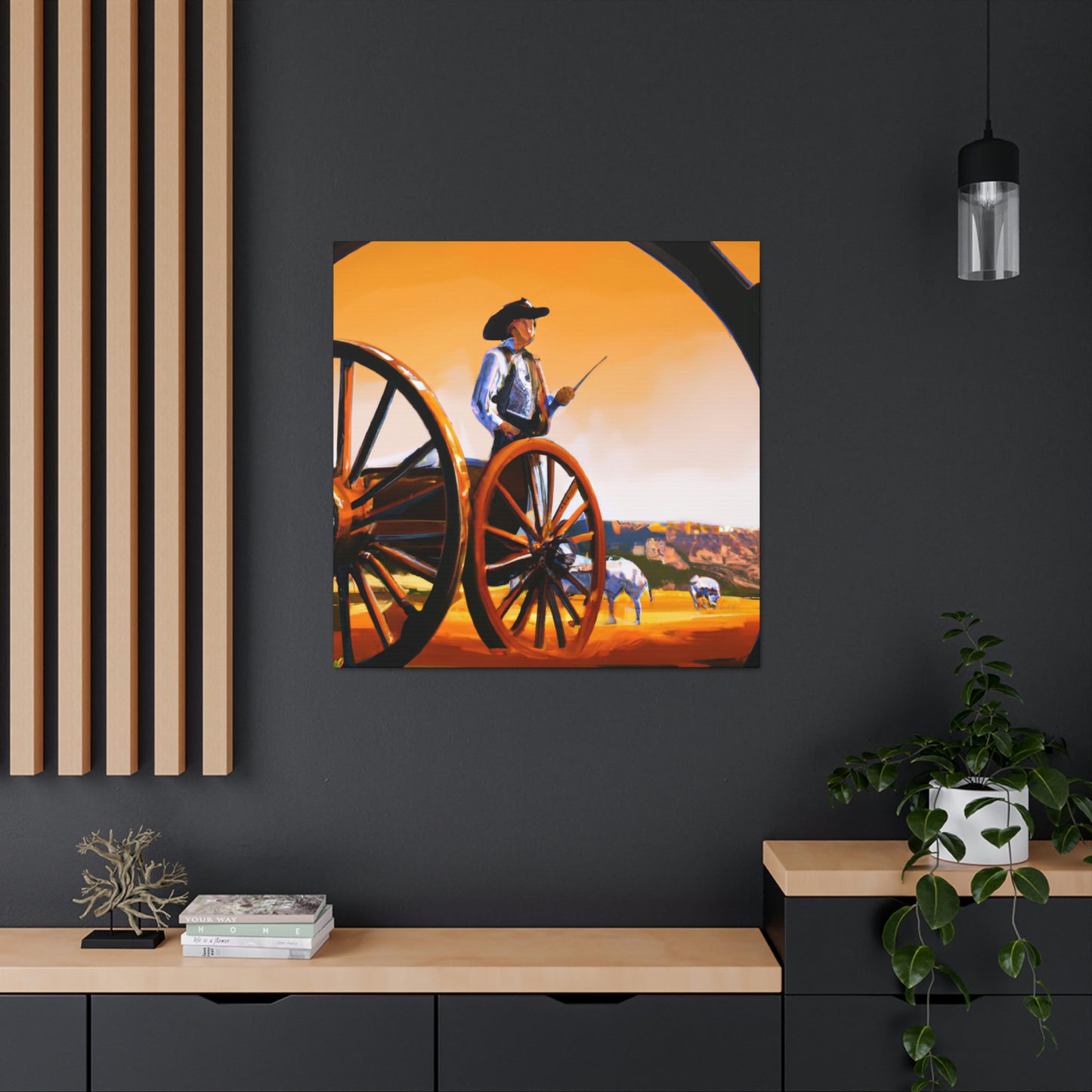 Aging Wooden Wagon Wheel - Canvas