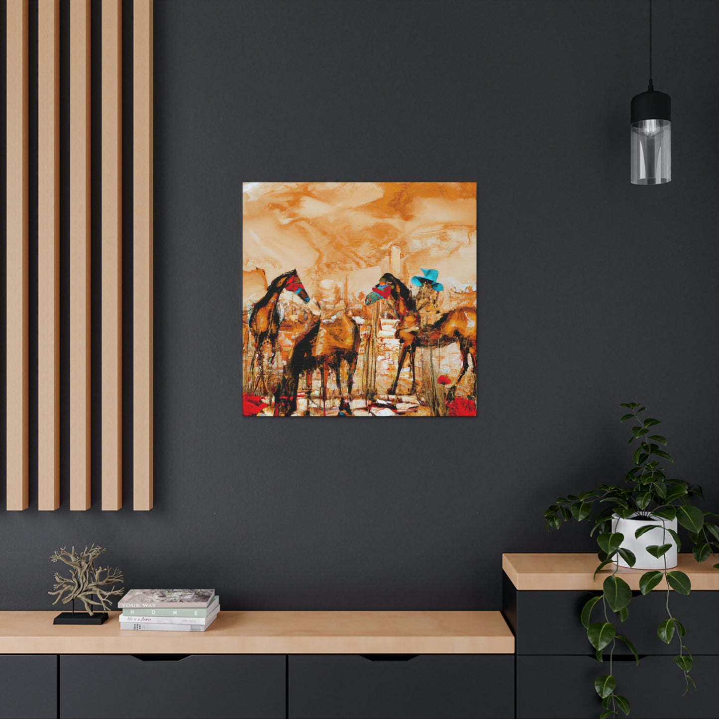 "Horses Grazing Horizon" - Canvas