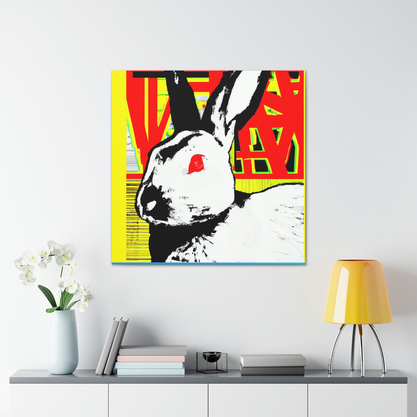 Rabbit in Moonlight Glow. - Canvas