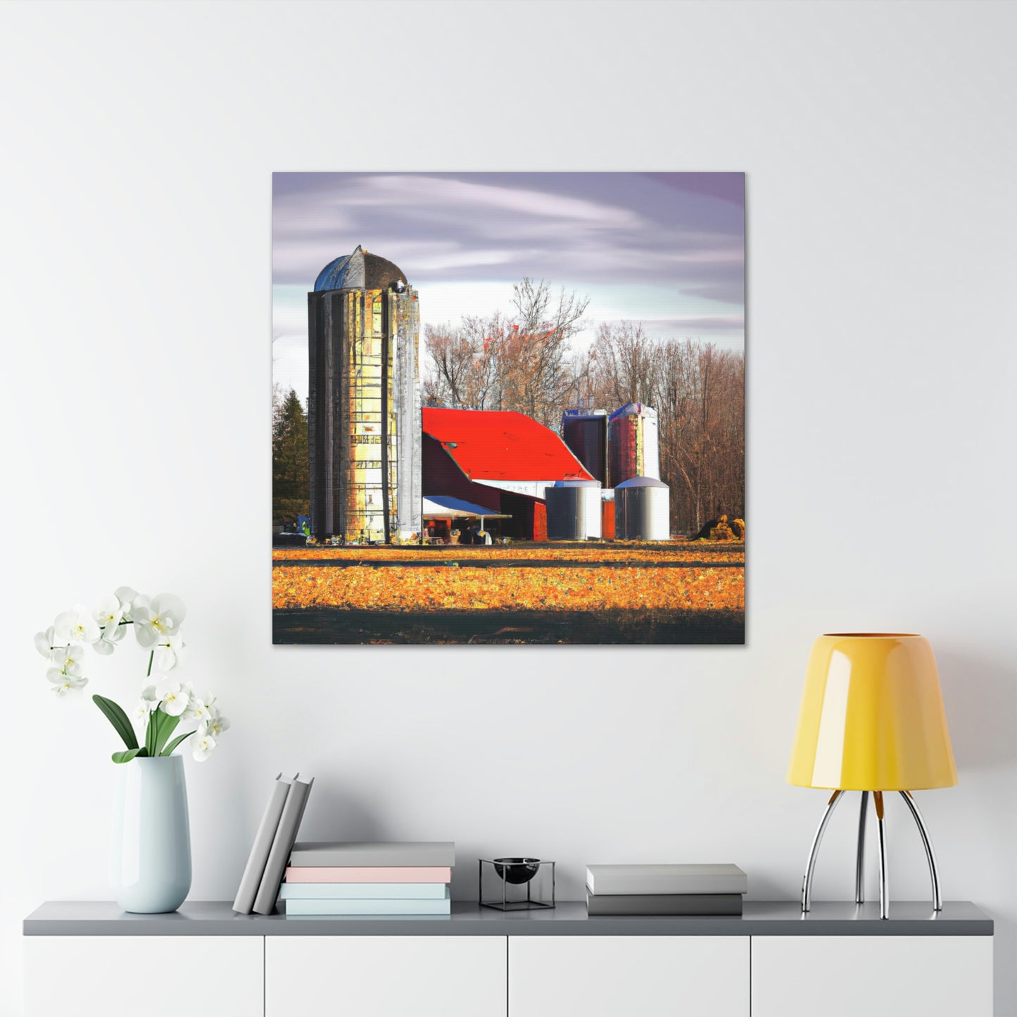 Silo at Sunset Sky - Canvas