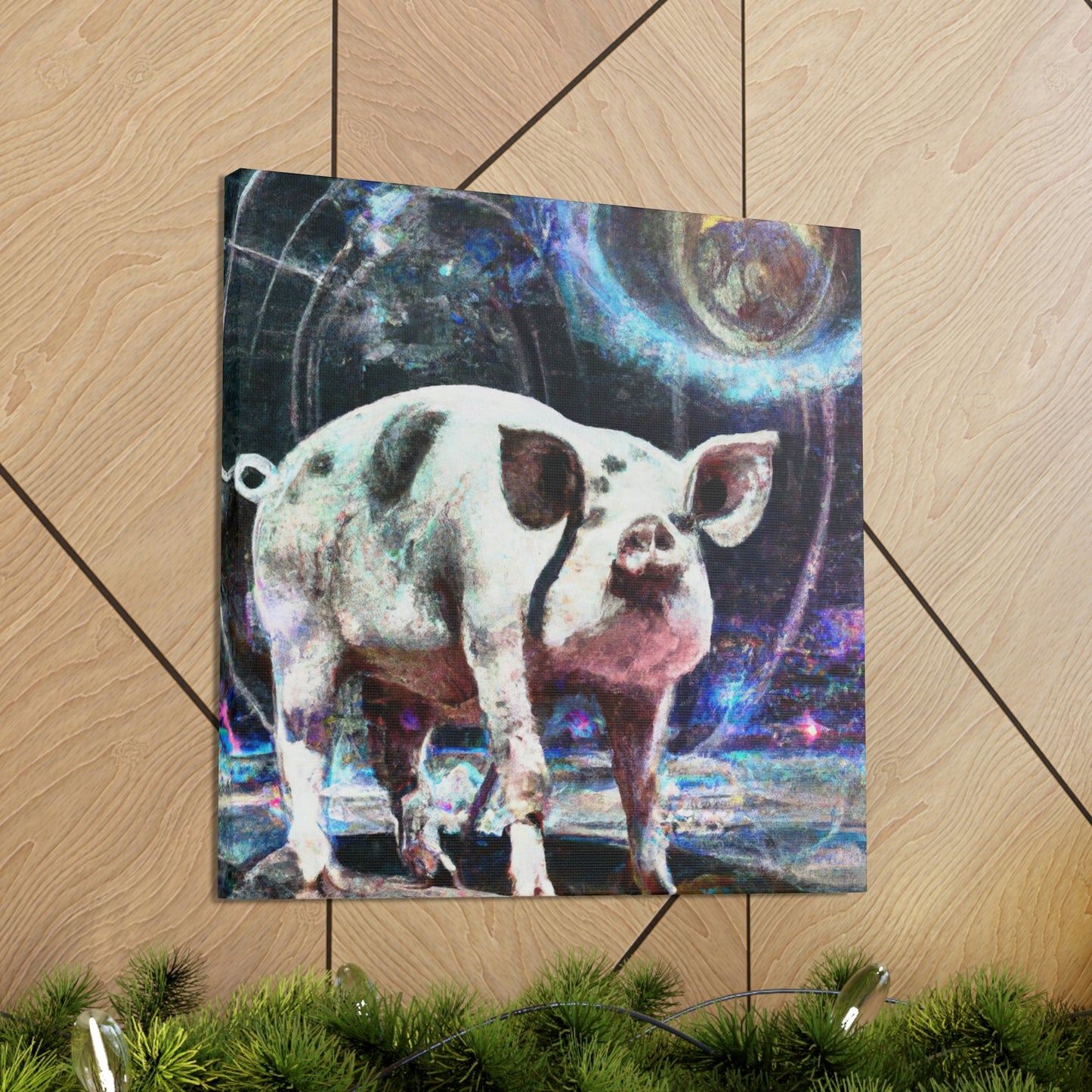 "Pot-Bellied Pig Dreamscape" - Canvas