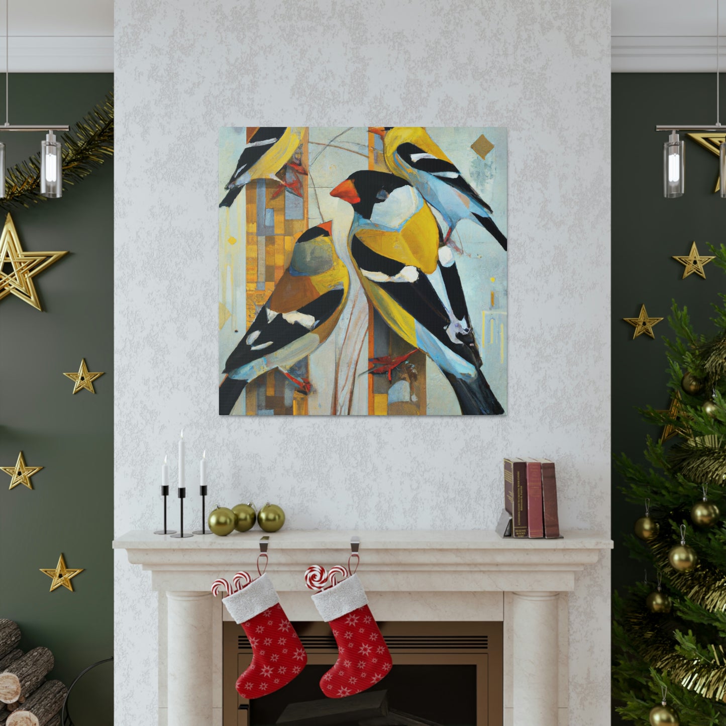 "Goldfinch in Deco Style" - Canvas