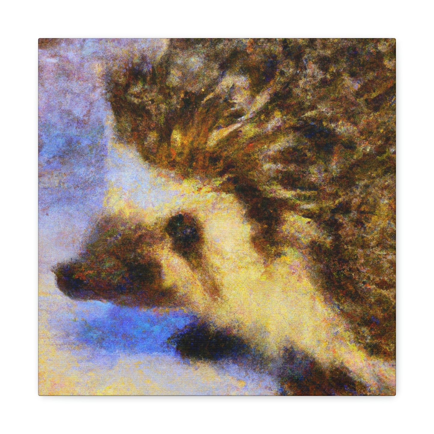 "Hedgehog among Flowers." - Canvas