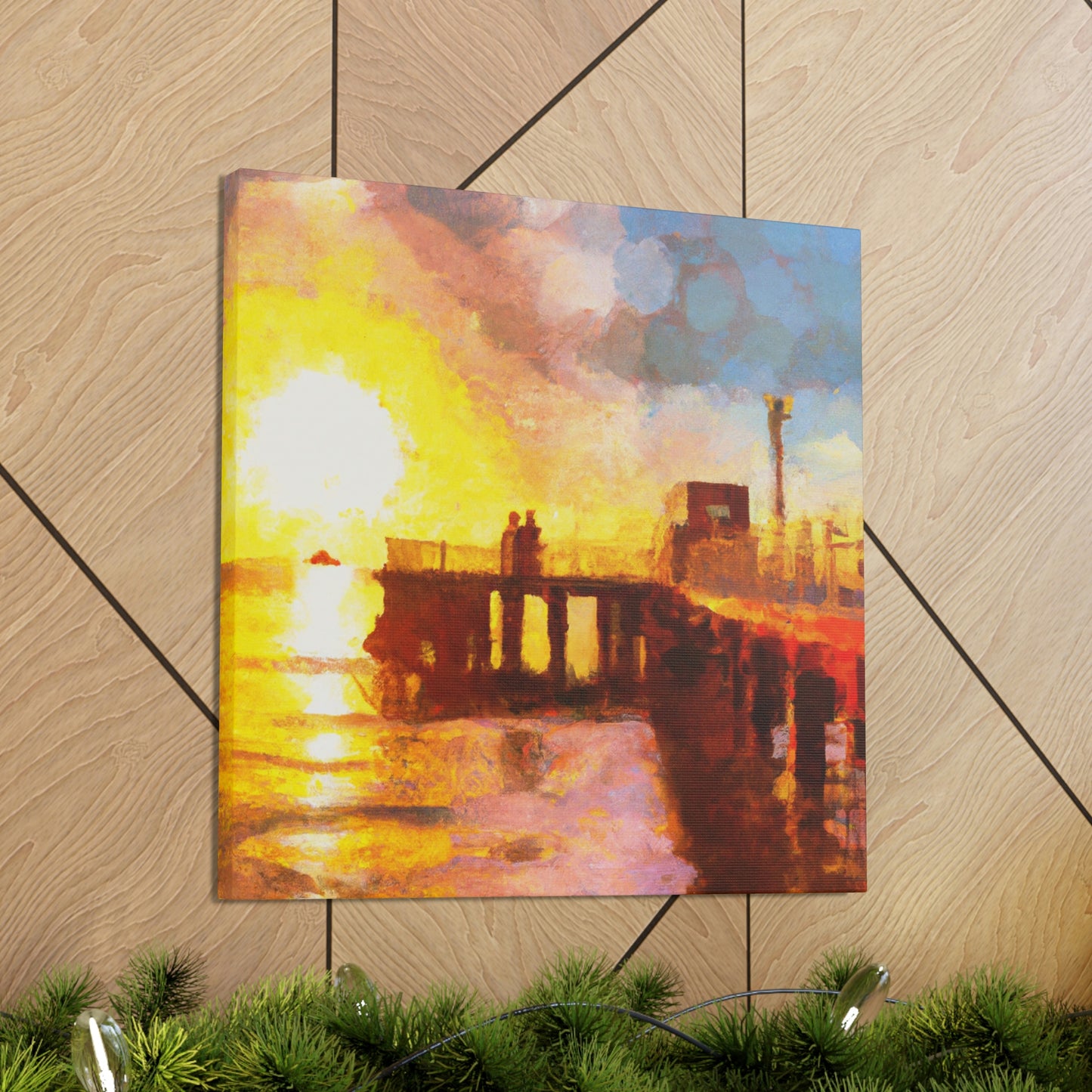 Pier Sunlit Reflection - Canvas