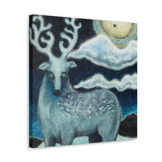 Reindeer Pointillism Scene - Canvas