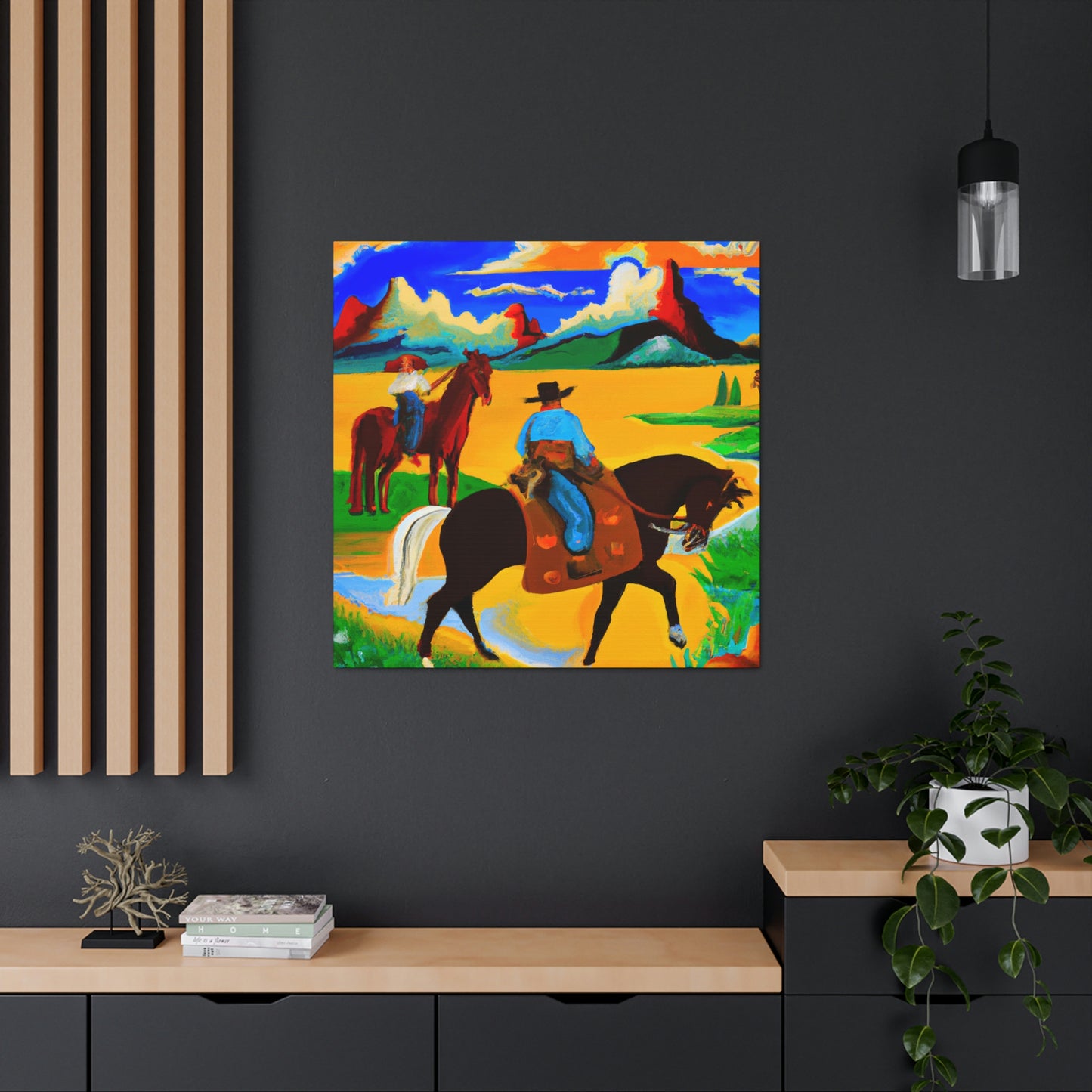 Grazing Horses Sunset - Canvas