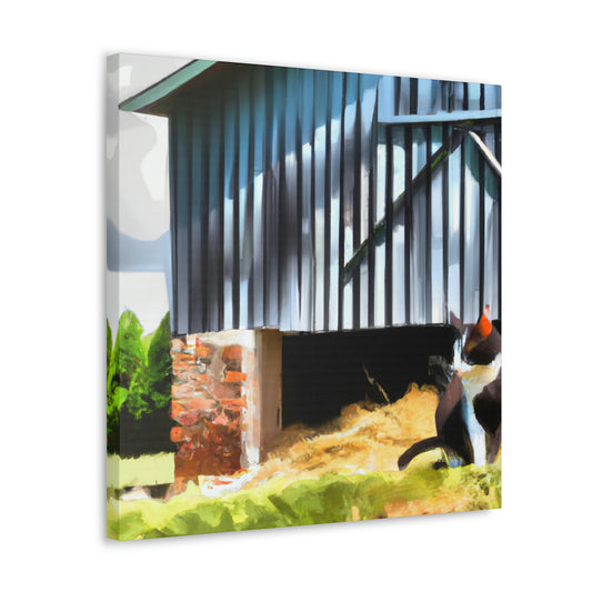 "Barn Cat Slumbering Peacefully" - Canvas