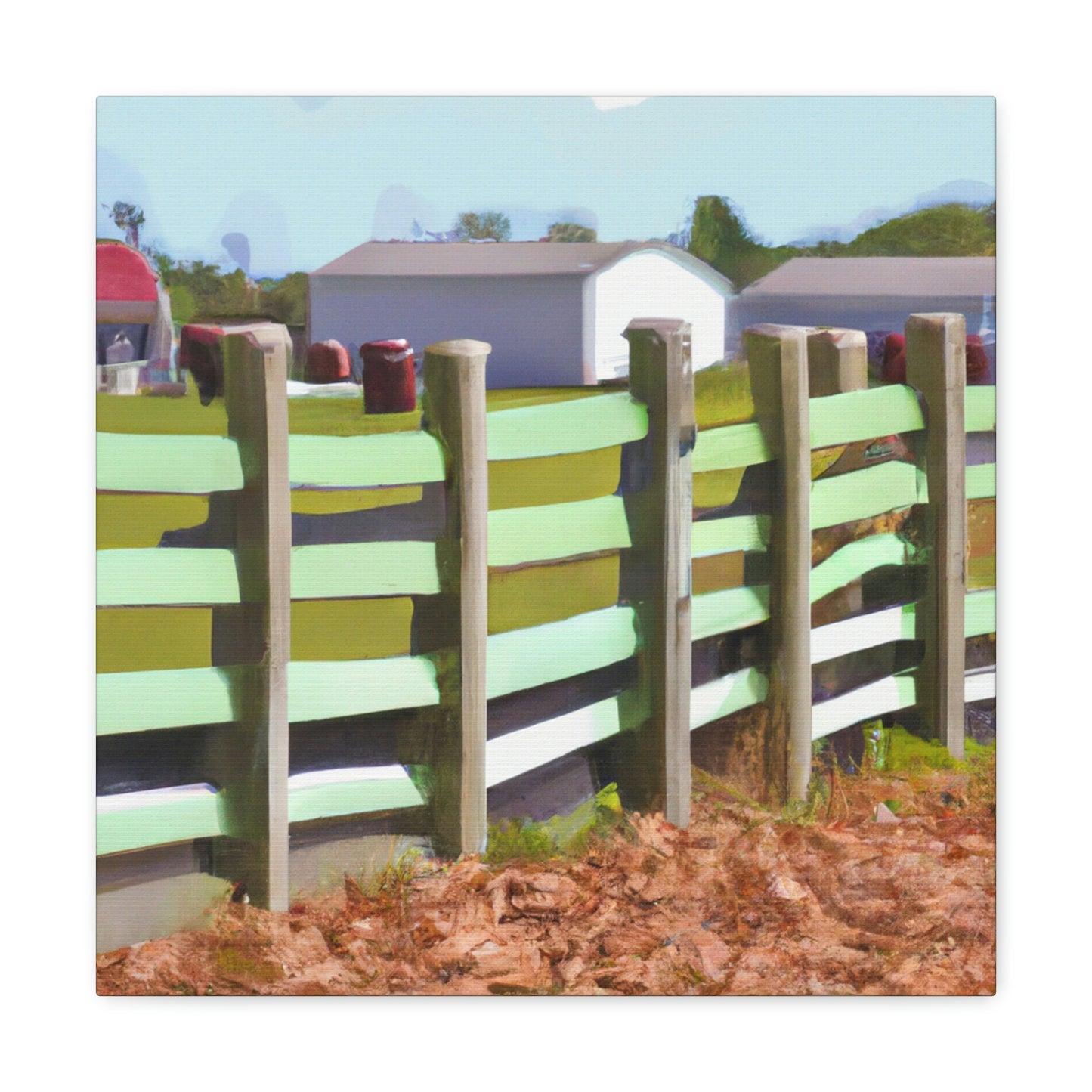 "Barnyard Fence Bouquet" - Canvas