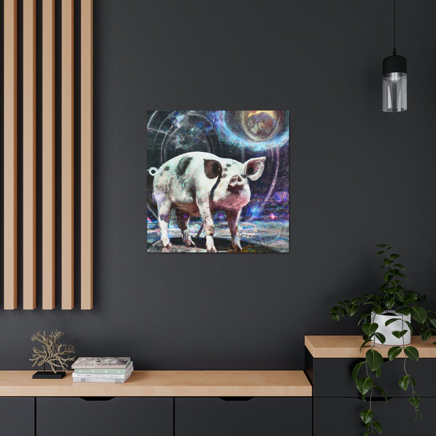 "Pot-Bellied Pig Dreamscape" - Canvas