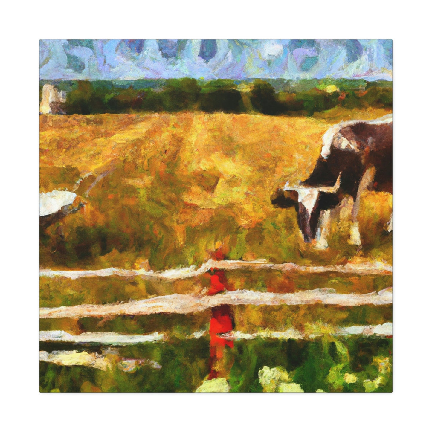 Cow On Pastureland - Canvas