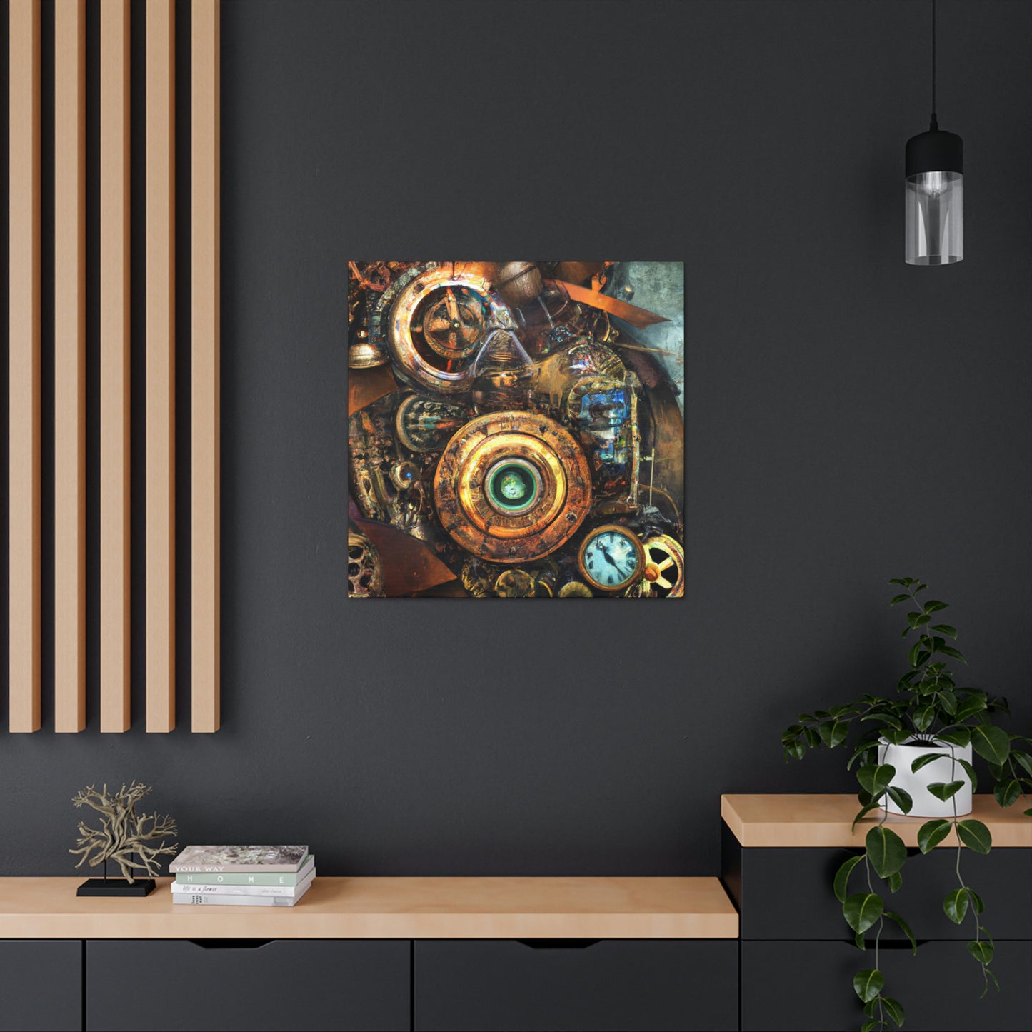 "Clockwork Obsidian Dream" - Canvas