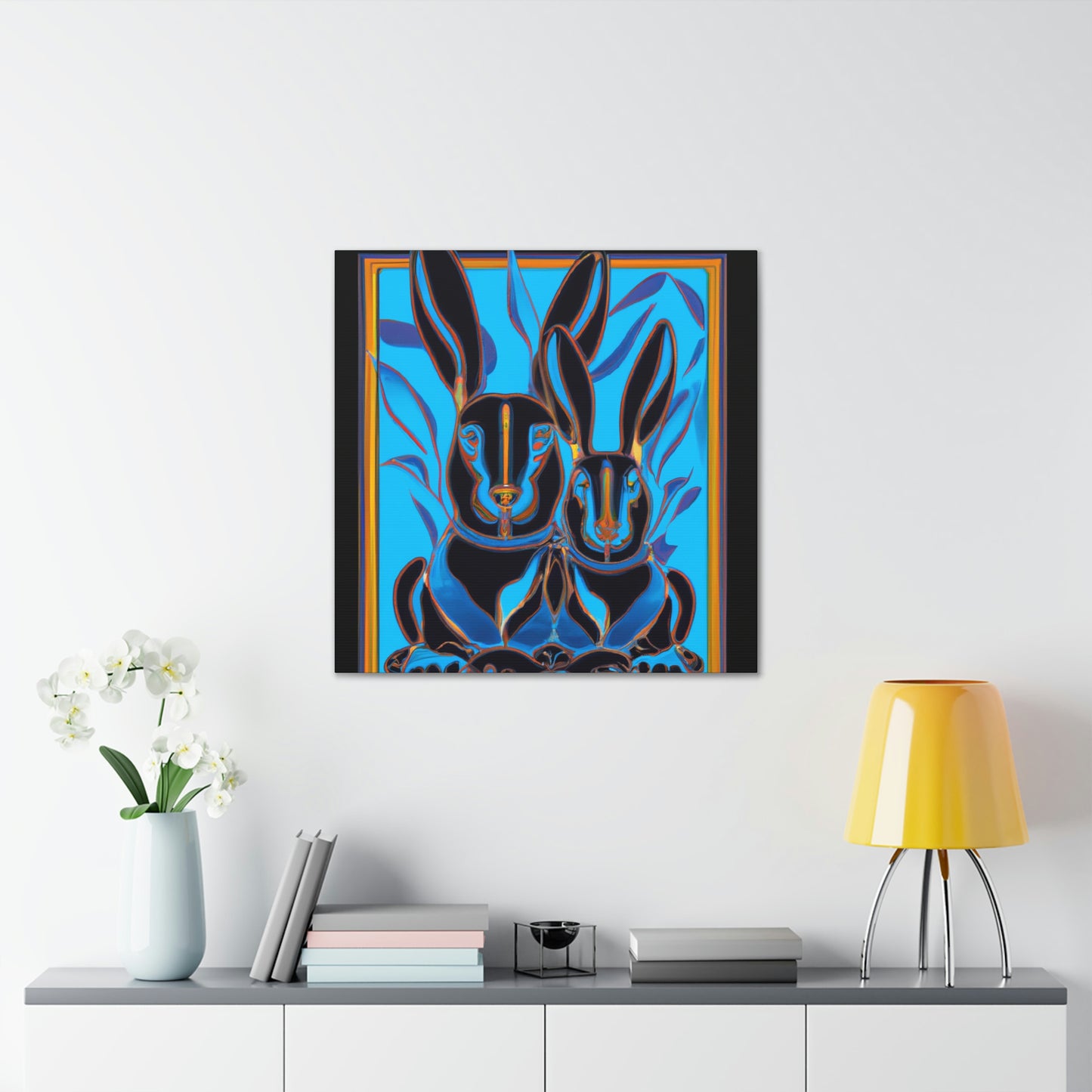 "Rabbits in Deco Land" - Canvas