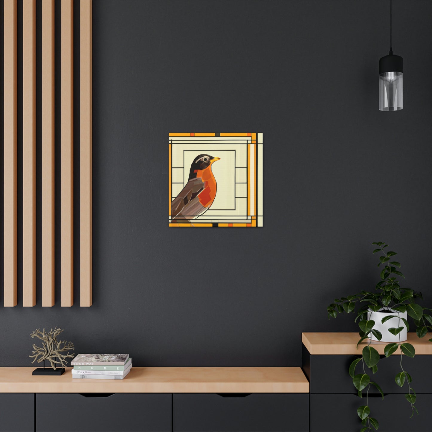 "Singing Art Deco Robin" - Canvas