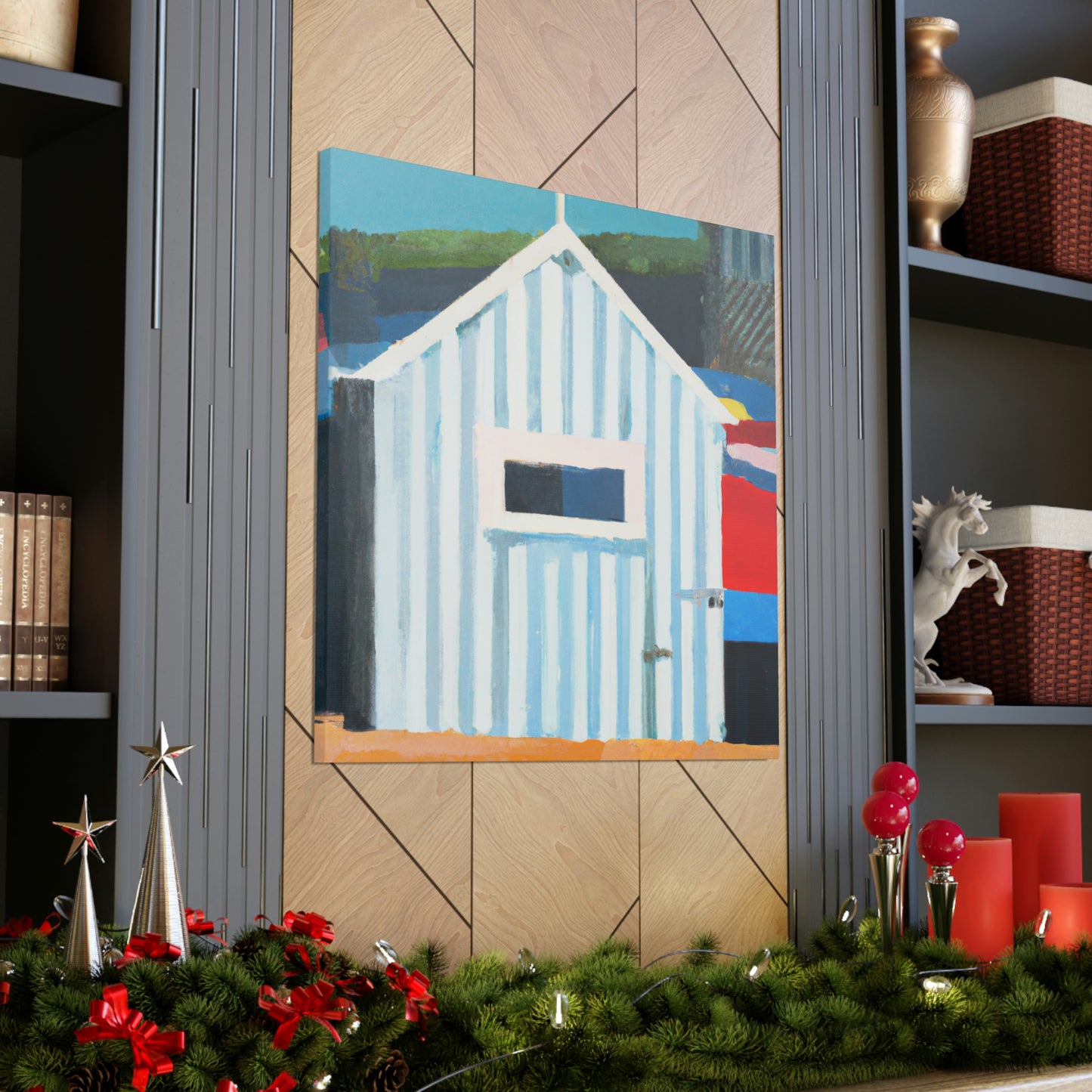 "Beach Hut Majesty 1940s" - Canvas