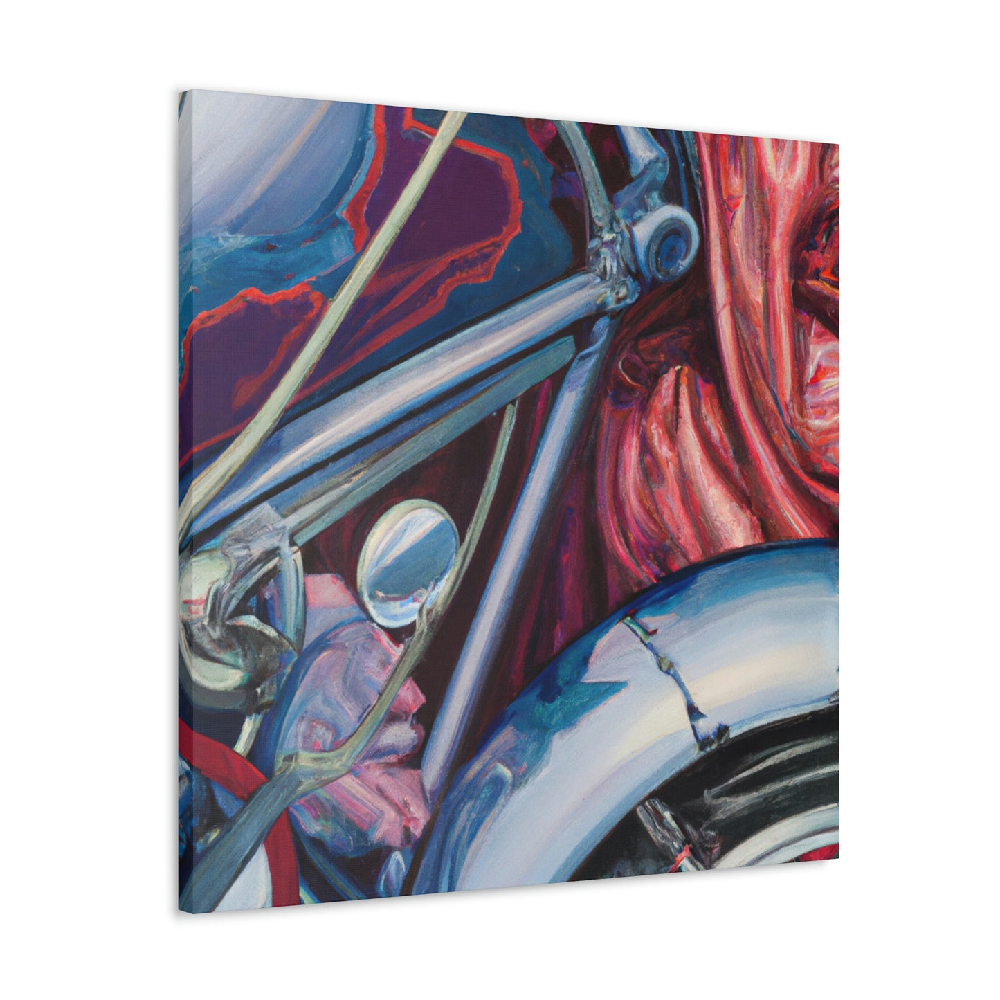 "Motorcycle in Moonlight Glare" - Canvas