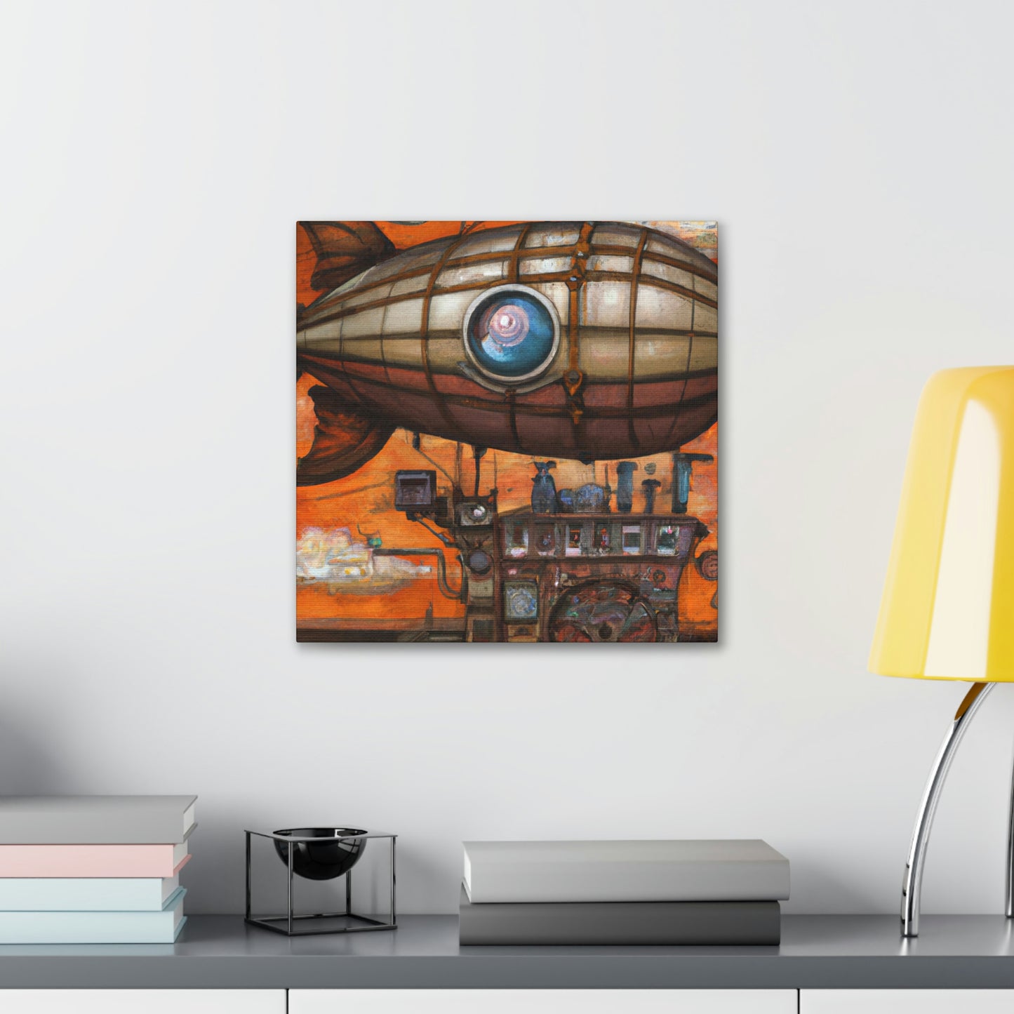 "Steampunk Blimp Descends" - Canvas