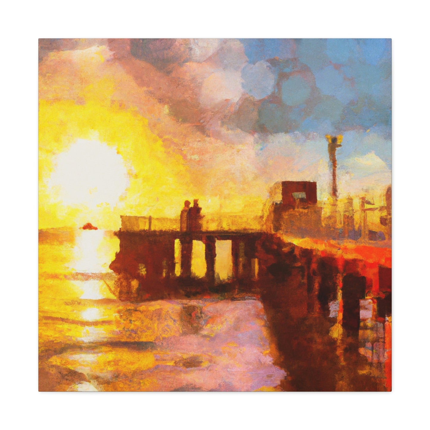 Pier Sunlit Reflection - Canvas