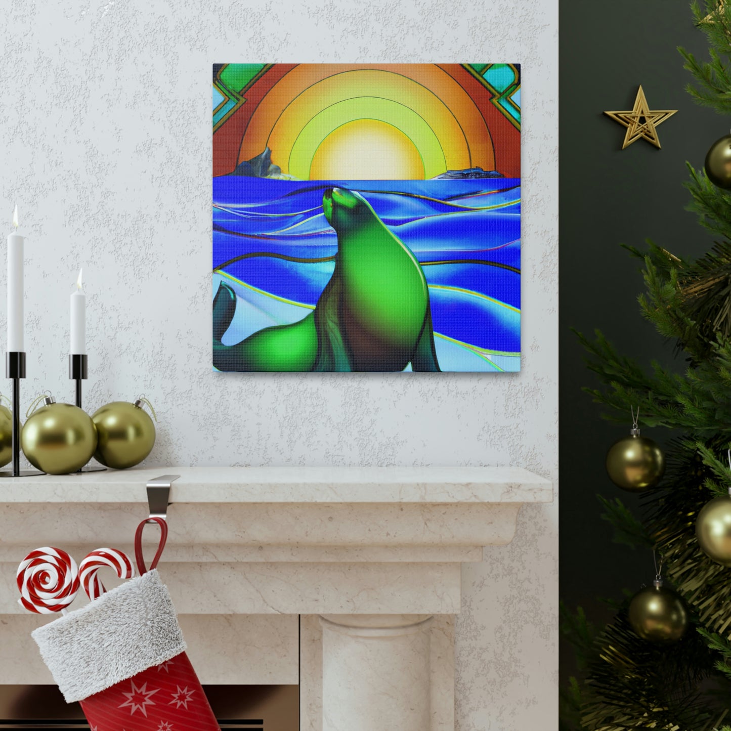 "Serene Sea Lion Sleek" - Canvas