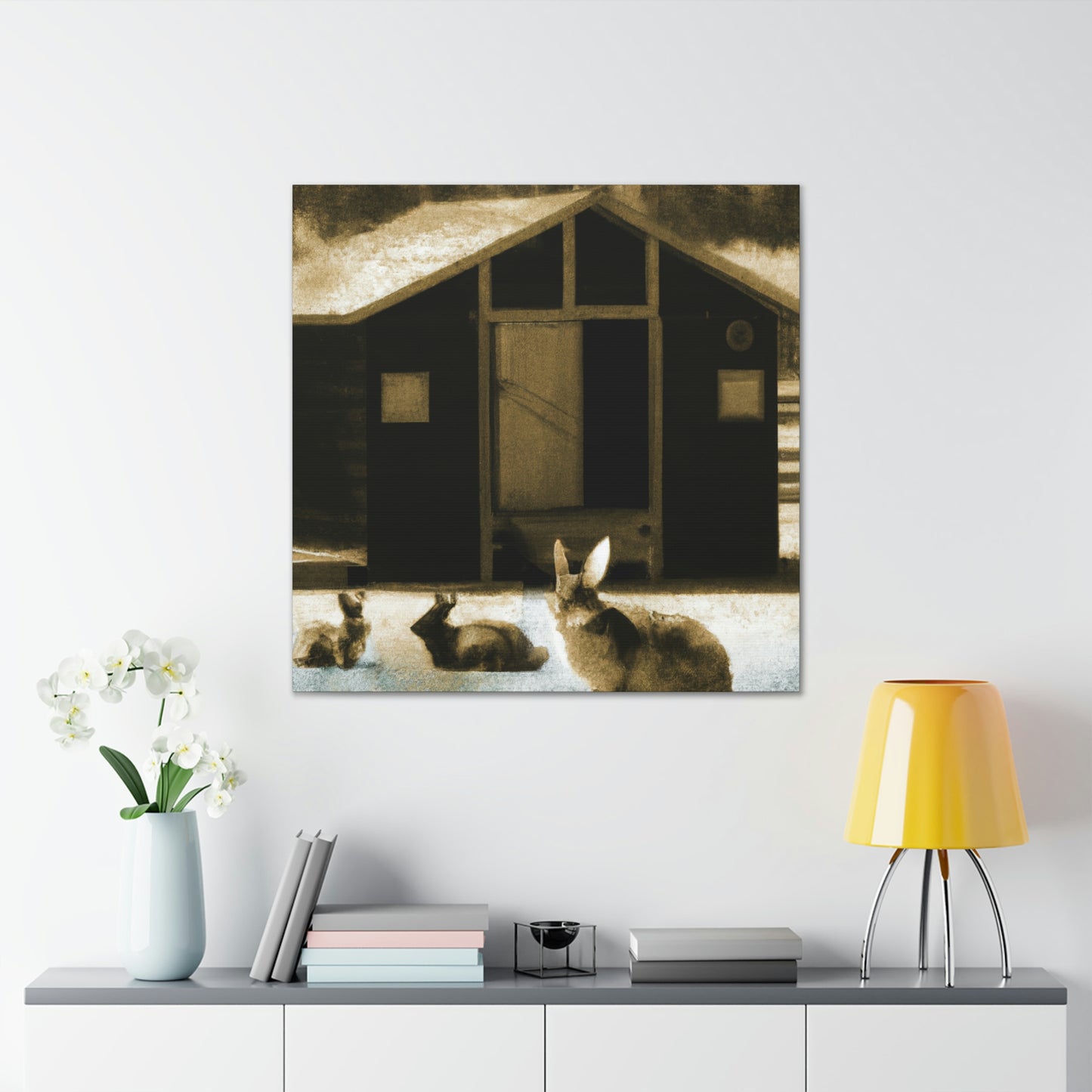 "Rabbits in Nature's Harmony" - Canvas