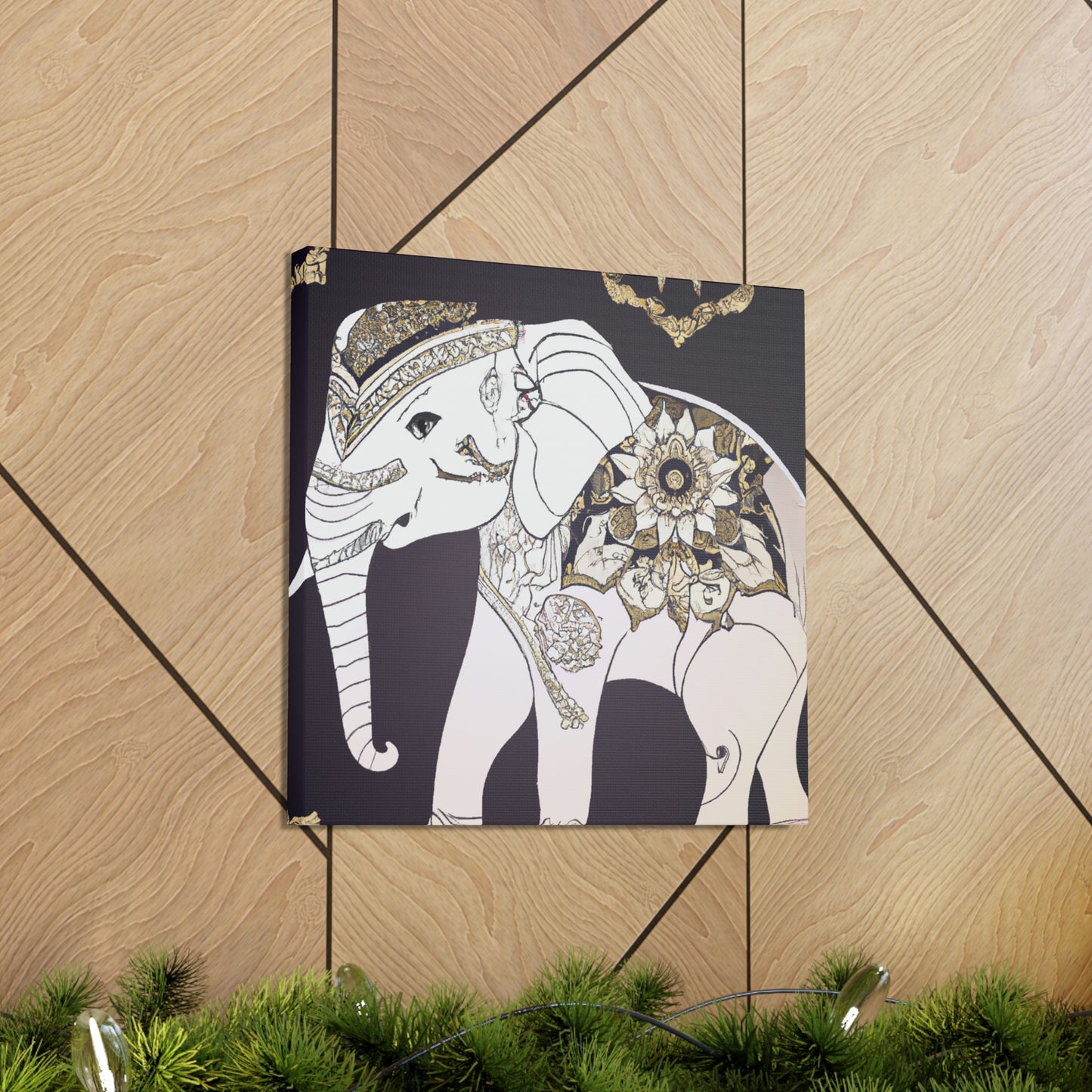 Gilded Indian Elephant. - Canvas