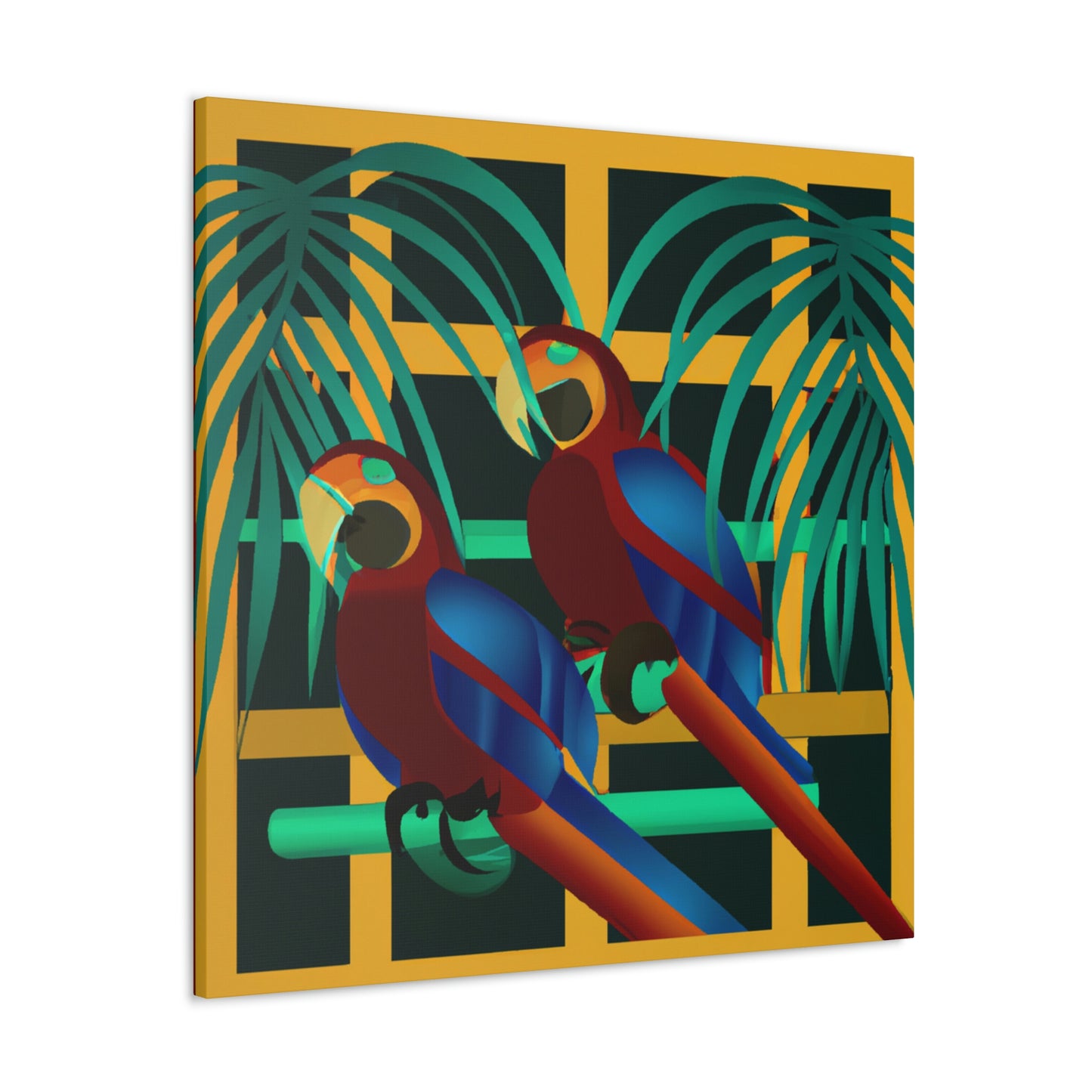 "Macaws in Neon Hues" - Canvas