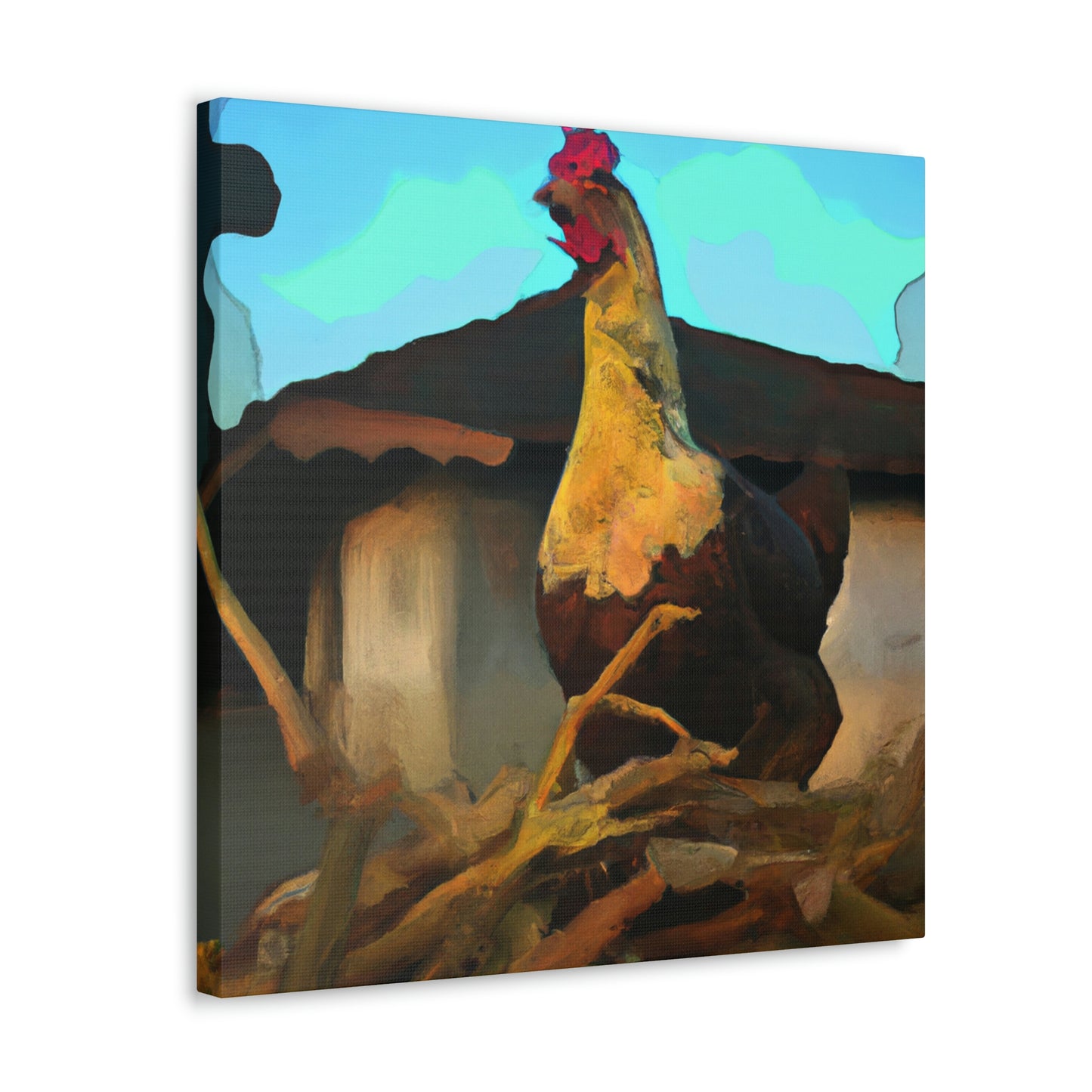 "Hen in Sunset Glow" - Canvas