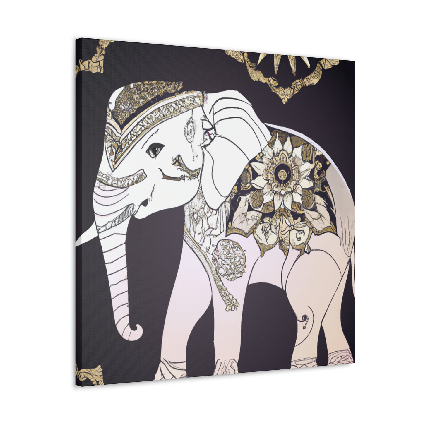 Gilded Indian Elephant. - Canvas